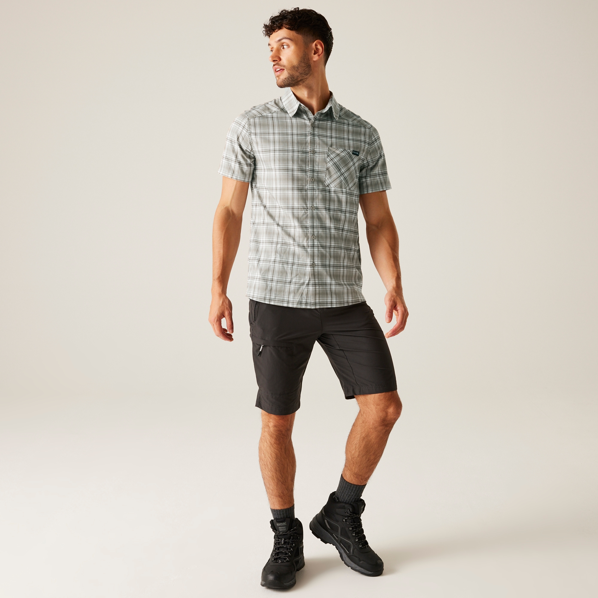 Men's Begarno Short Sleeve Shirt | White Golden Sand Treetop Check