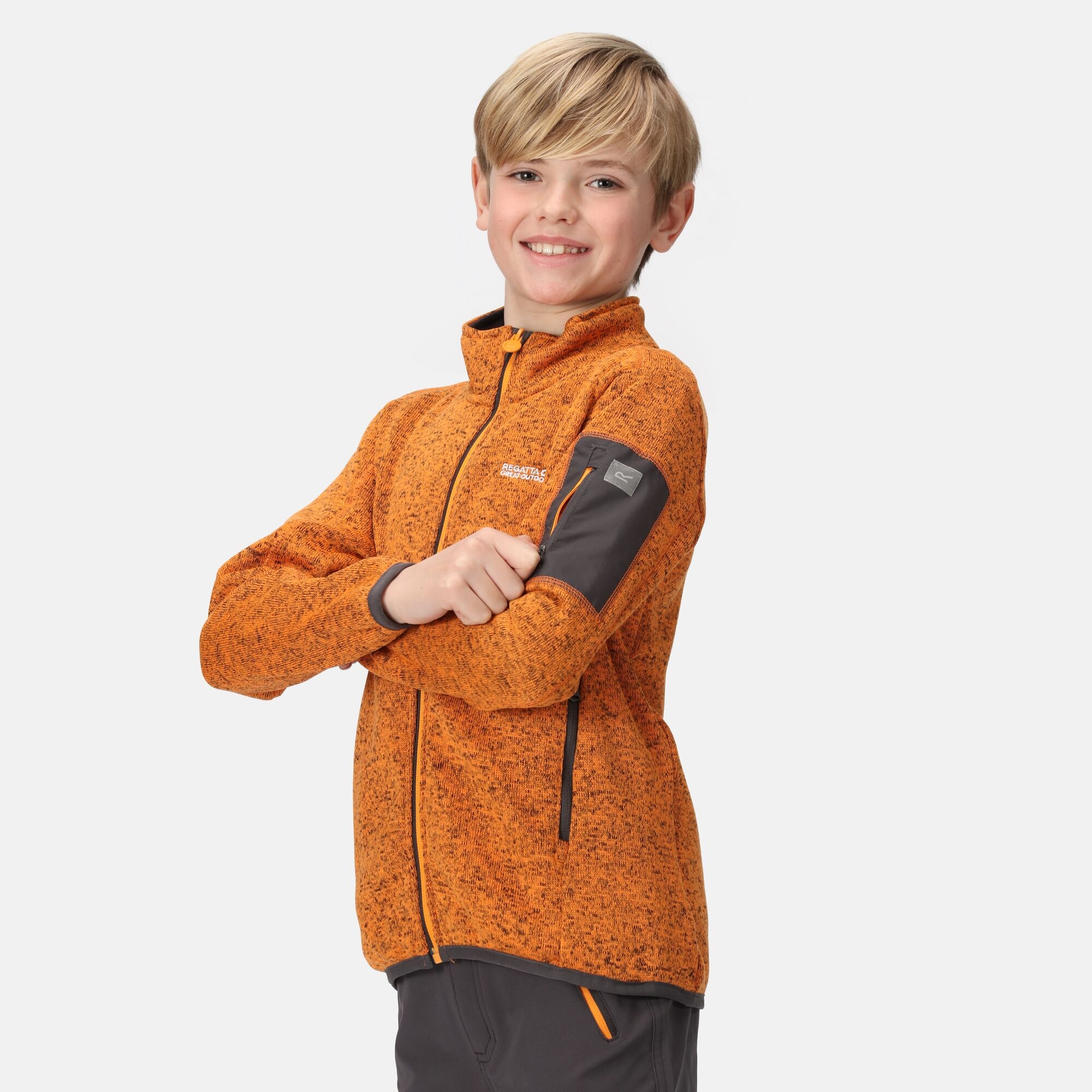 Kids' Newhill Full Zip Fleece | Orange Pepper