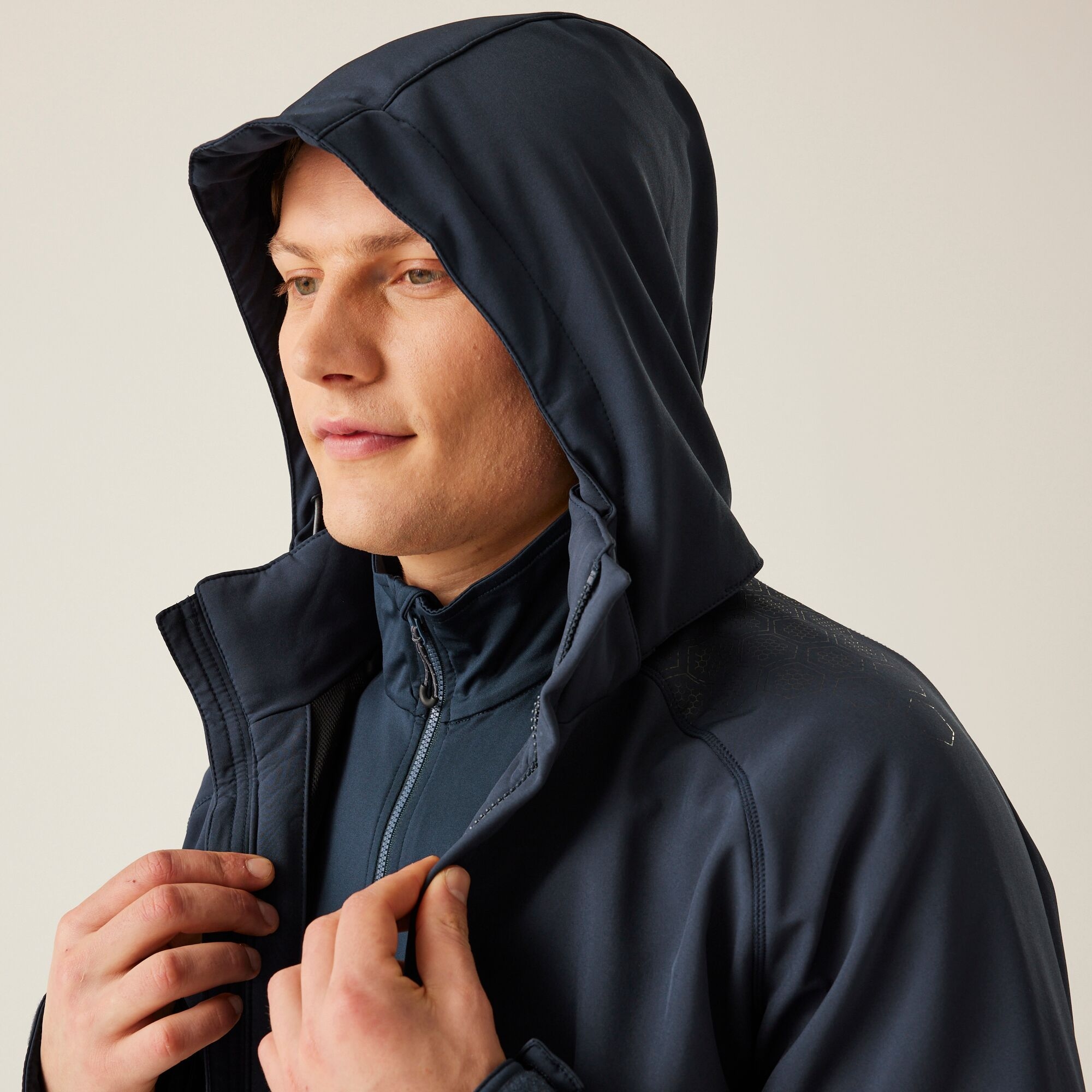 Men's Repeller Lined Softshell Hooded Jacket | Navy