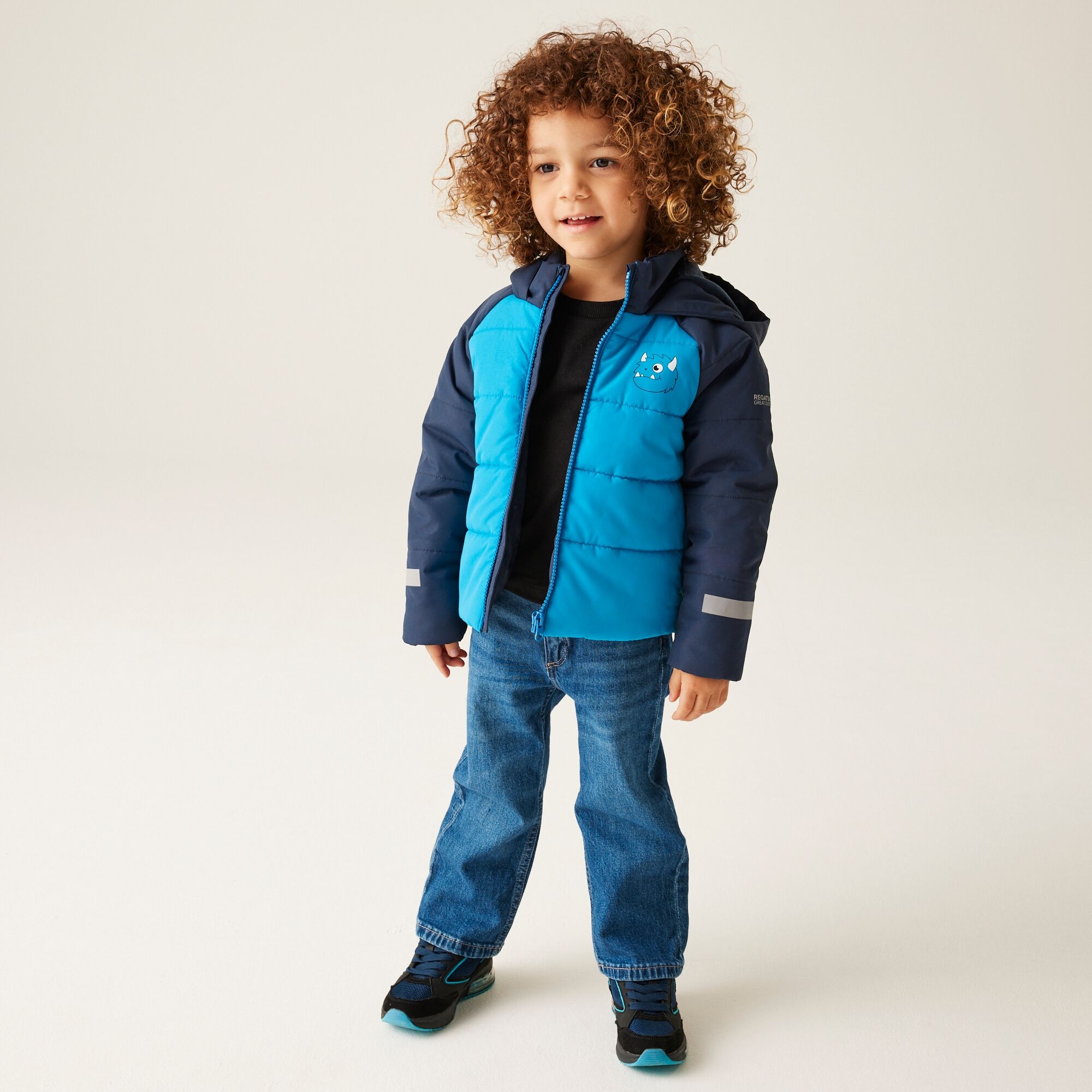 Kids' Animal Quilted Jacket | Spike The Monster Hydro Blue