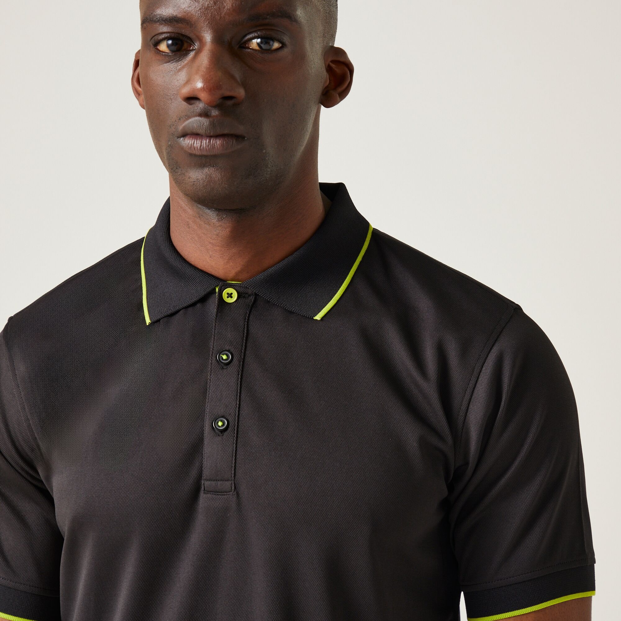 Men's Navigate Short Sleeve Polo Shirt | Black Lime Green