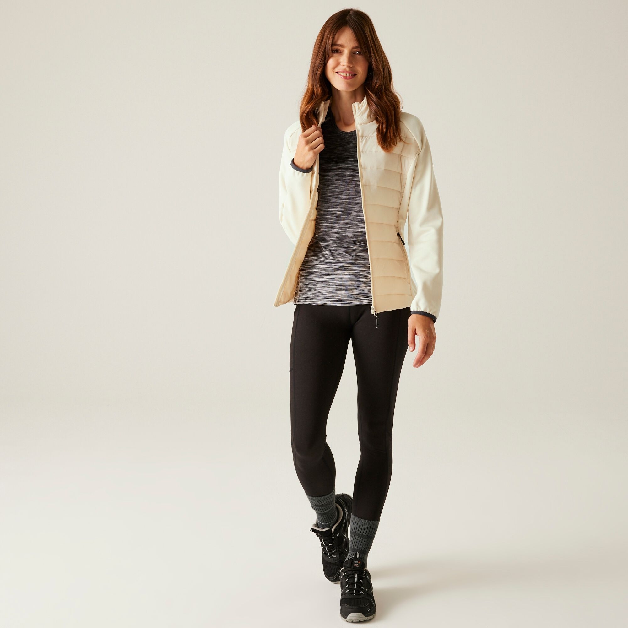 Women's Clumber V Hybrid Jacket | Light Vanilla Seal Grey