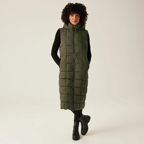 Women's Leandra Longline Gilet | Dark Khaki