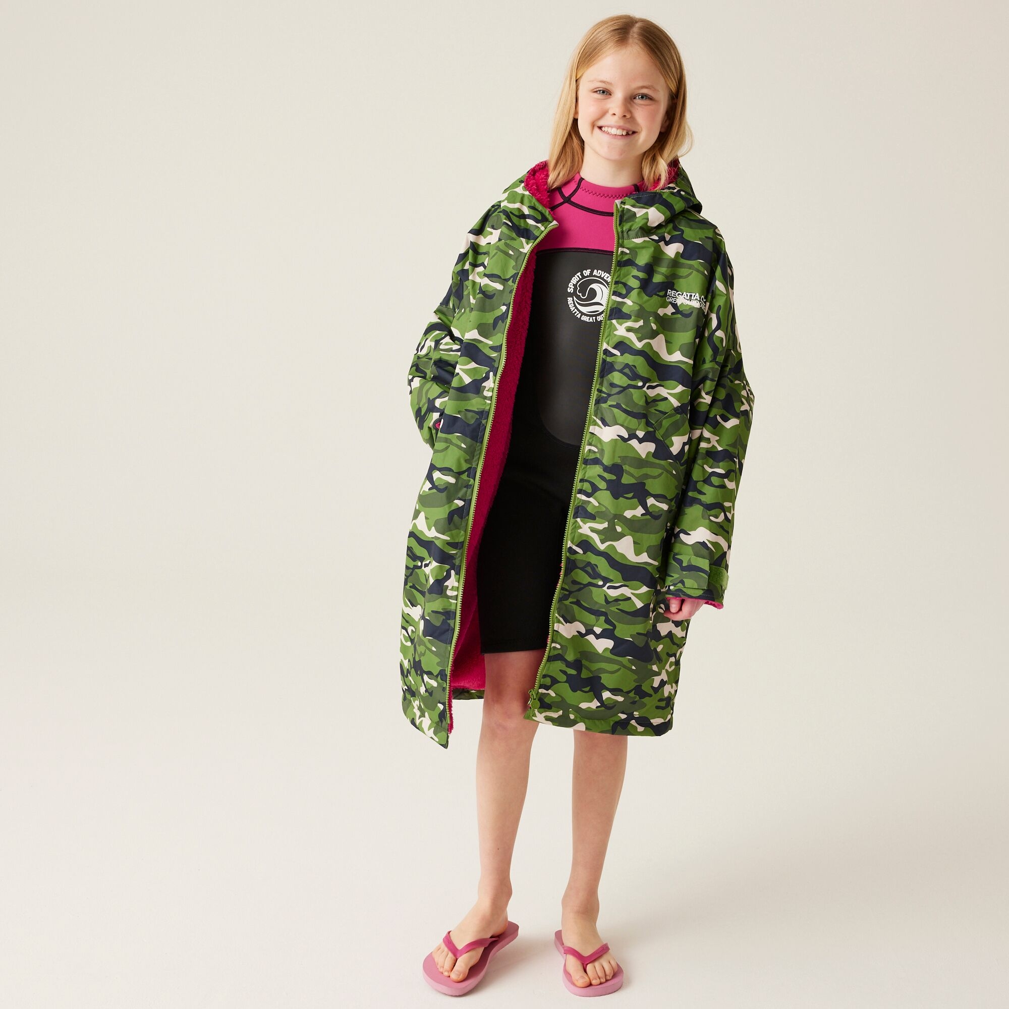 Junior Waterproof Changing Robe | Cactus Camouflage