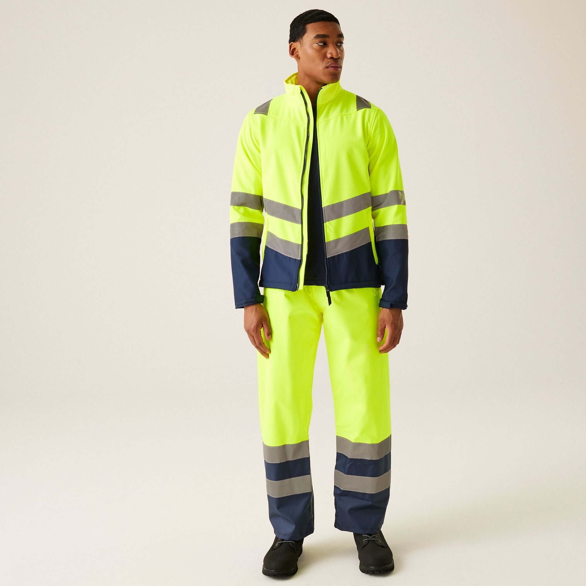 Men's Hi-Vis 2-Layer Softshell Jacket | Yellow Navy