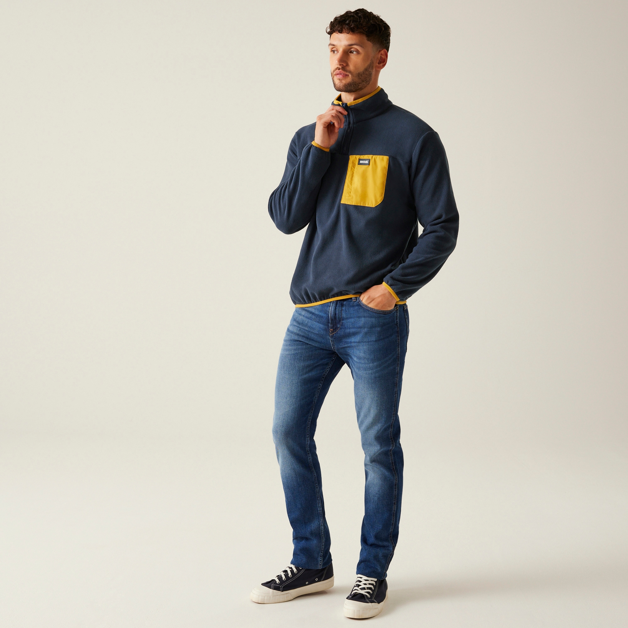 Men's Frankie Half Zip Fleece | Navy Mustard