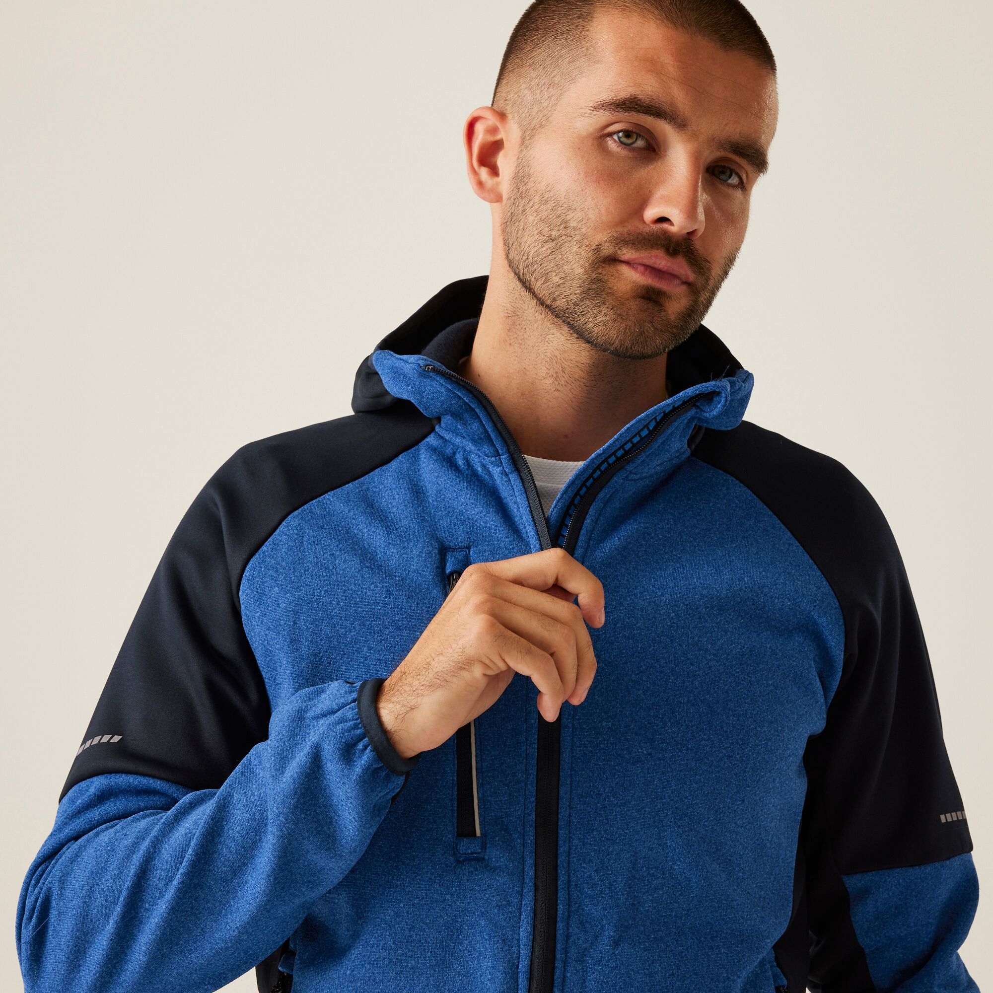 Men's X-Pro Coldspring II Hybrid Full Zip Hooded Fleece | Oxford Blue Marl Navy