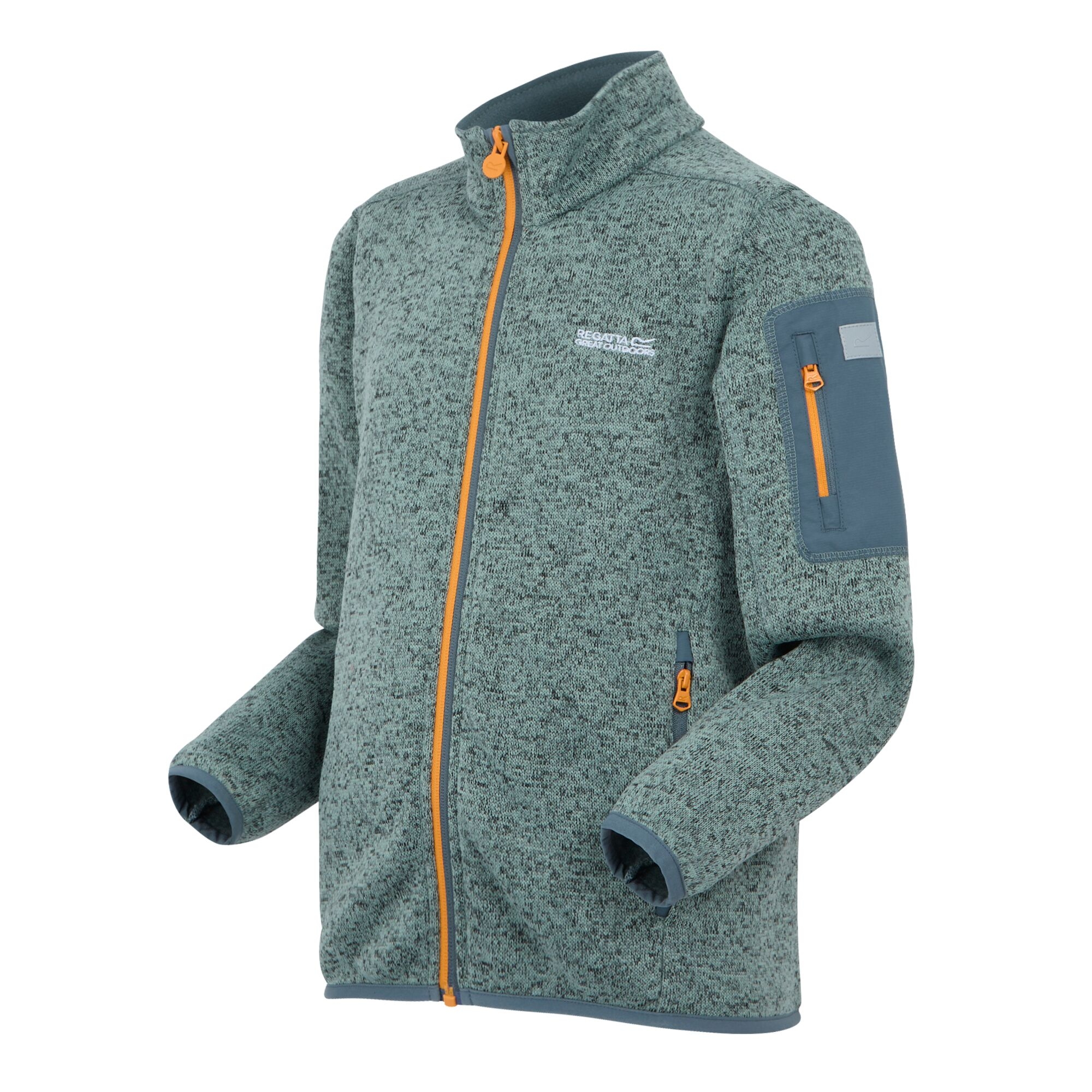 Kids' Newhill Full Zip Fleece | Glacier Stormy Weather Bright Marigold
