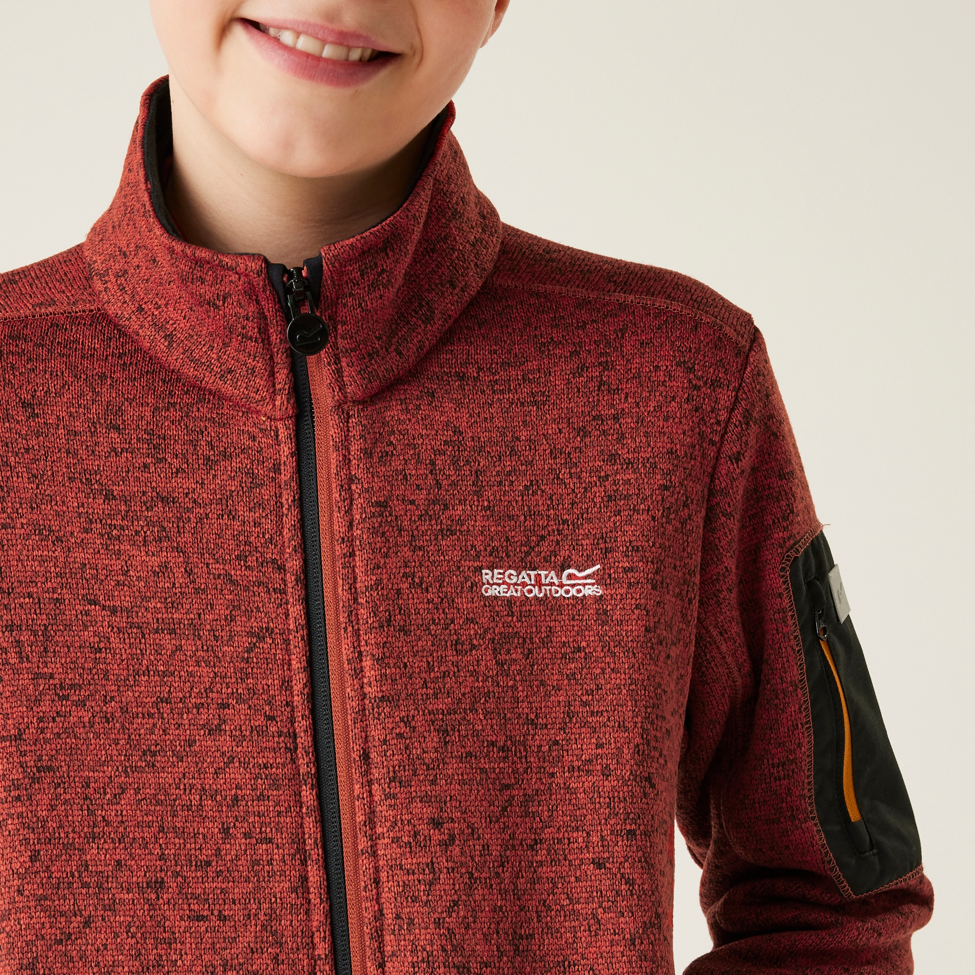 Kids' Newhill Full Zip Fleece | Red Ochre Black