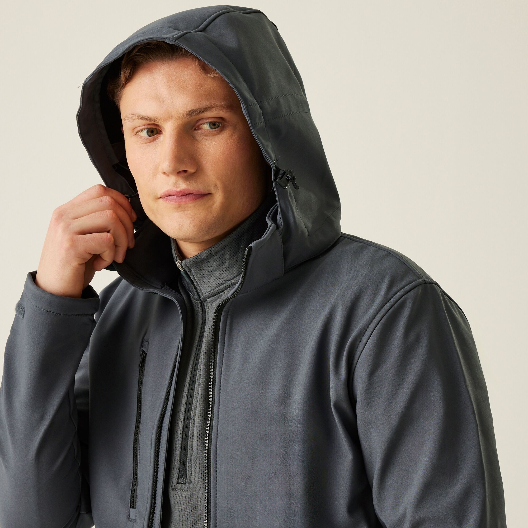 Men's Venturer 3 Layer Printable Hooded Softshell Jacket | Seal Grey Black