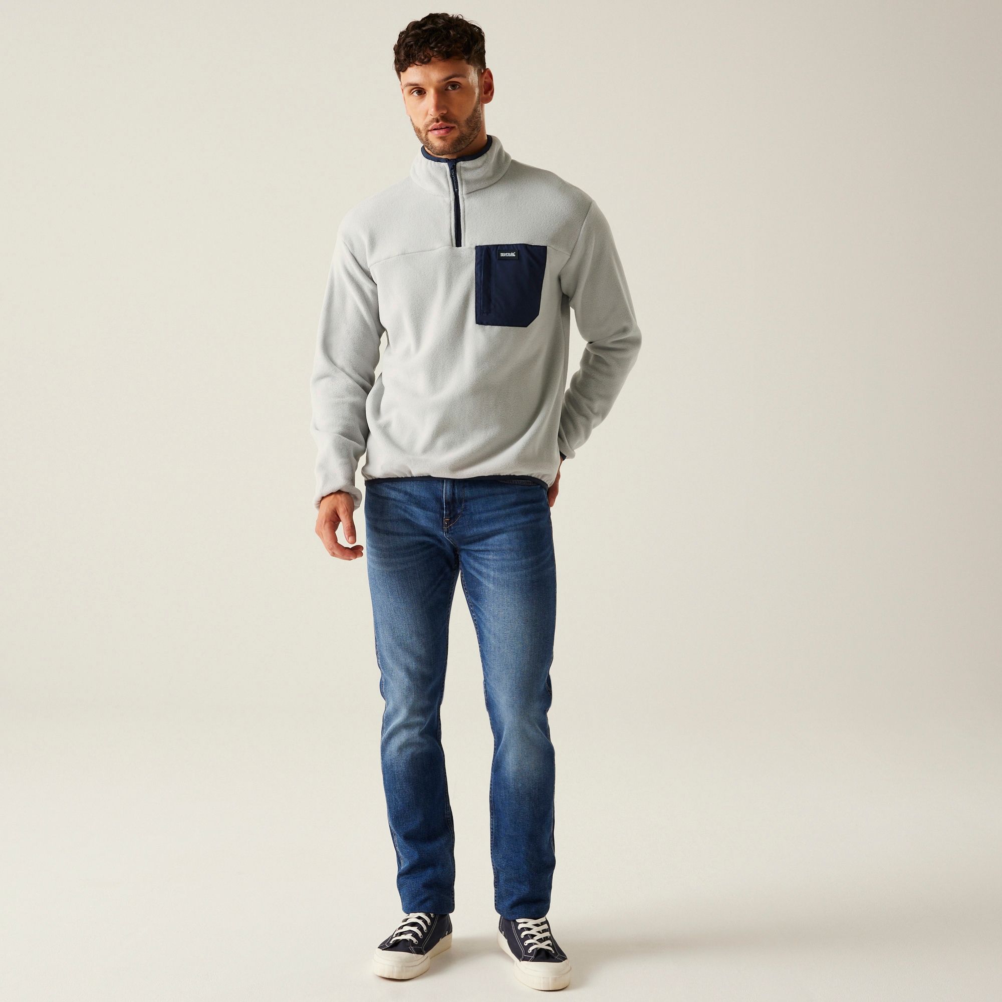 Men's Frankie Half Zip Fleece | Silver Grey Navy