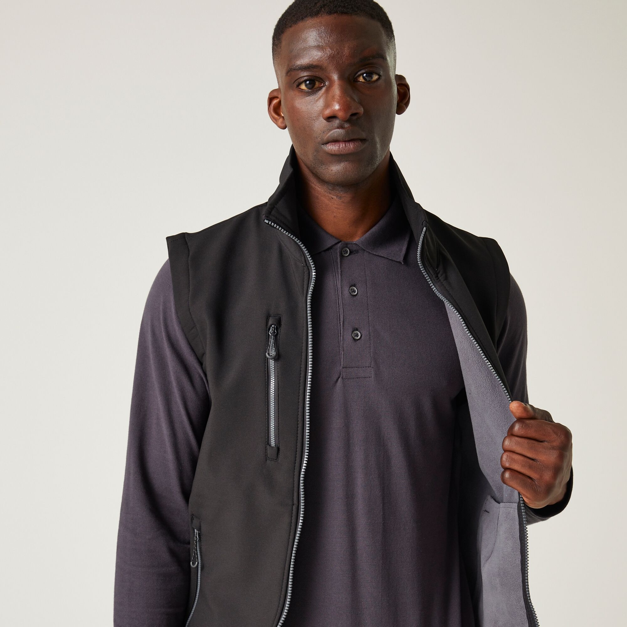 Men's Navigate 2 Layer Softshell Bodywarmer | Black Seal Grey
