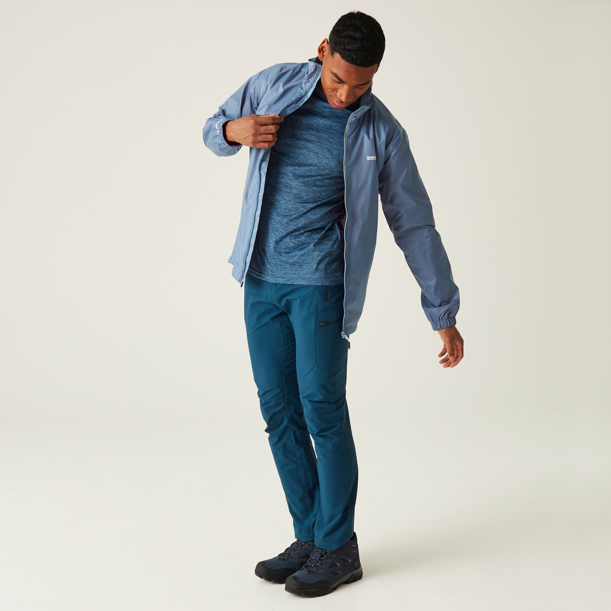 Men's Lyle IV Waterproof Packaway Jacket | Coronet Blue Danger Red
