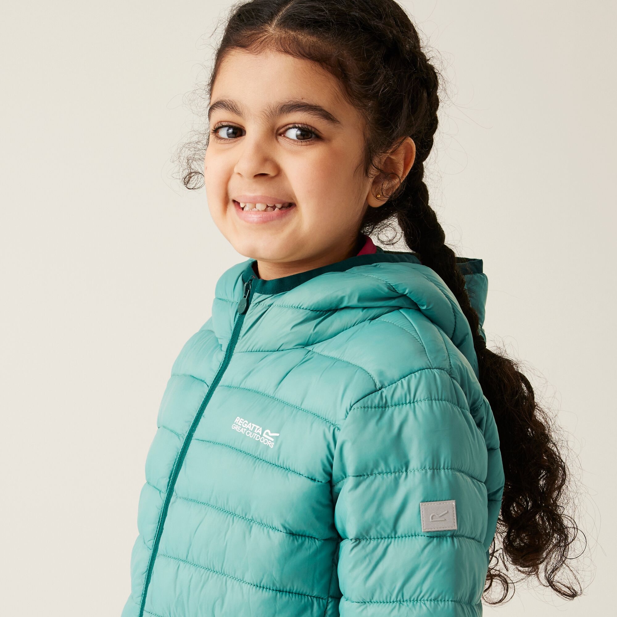 Kids' Hooded Marizion Padded Jacket | Dusty Green Deep Pink