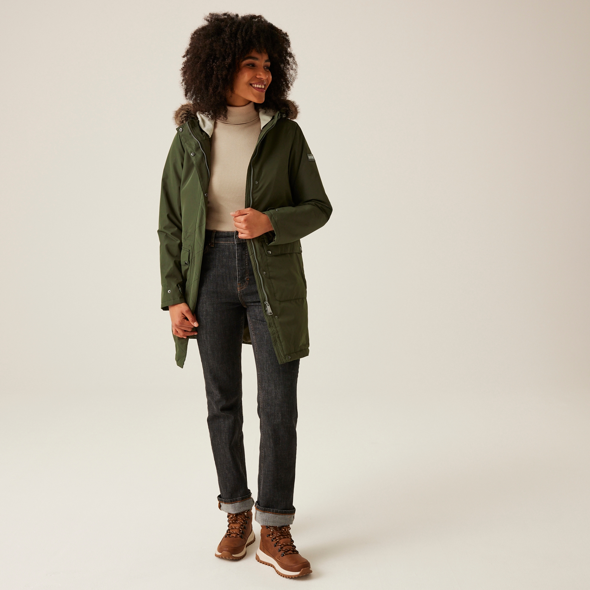 Women's Sabinka II Fur Trim Parka Jacket | Dark Khaki