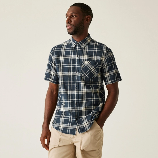 Men's Loran Short Sleeve Shirt | Silver Grey Check