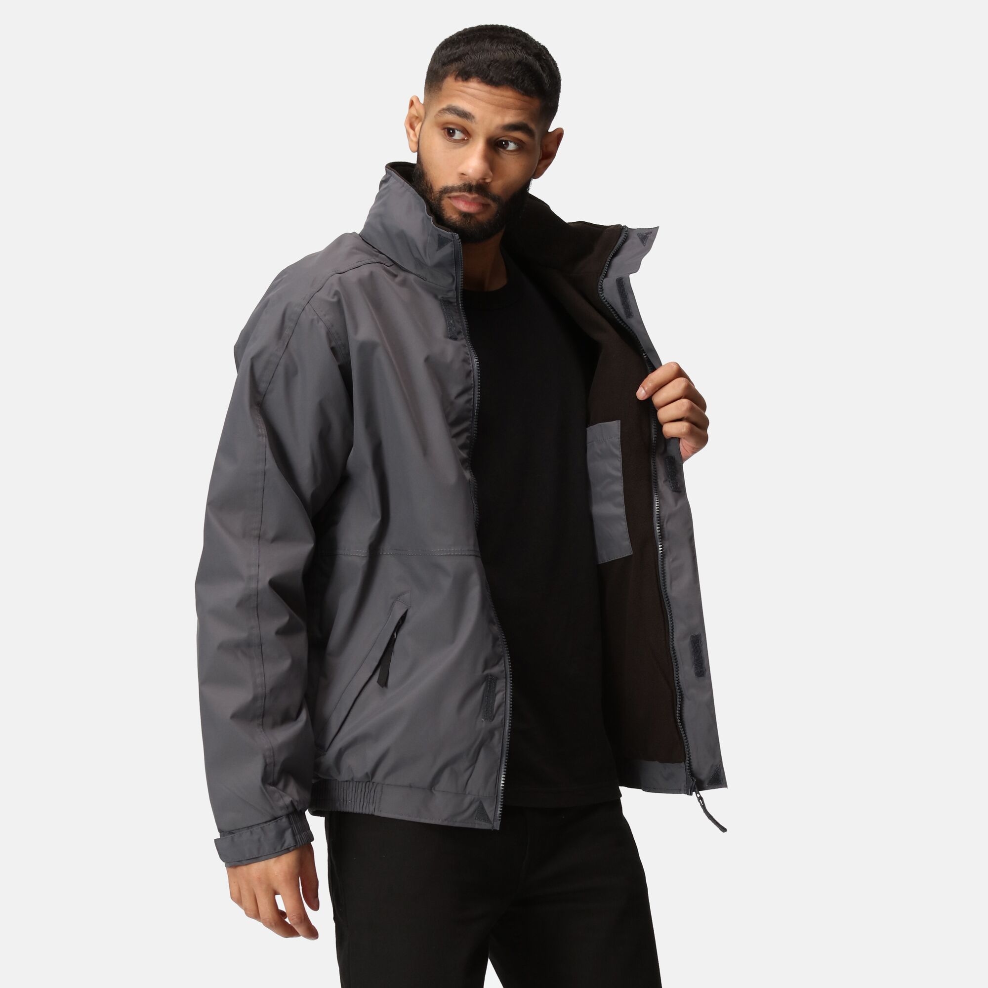 Men's Dover Fleece Lined Waterproof Insulated Bomber Jacket | Seal Grey Black