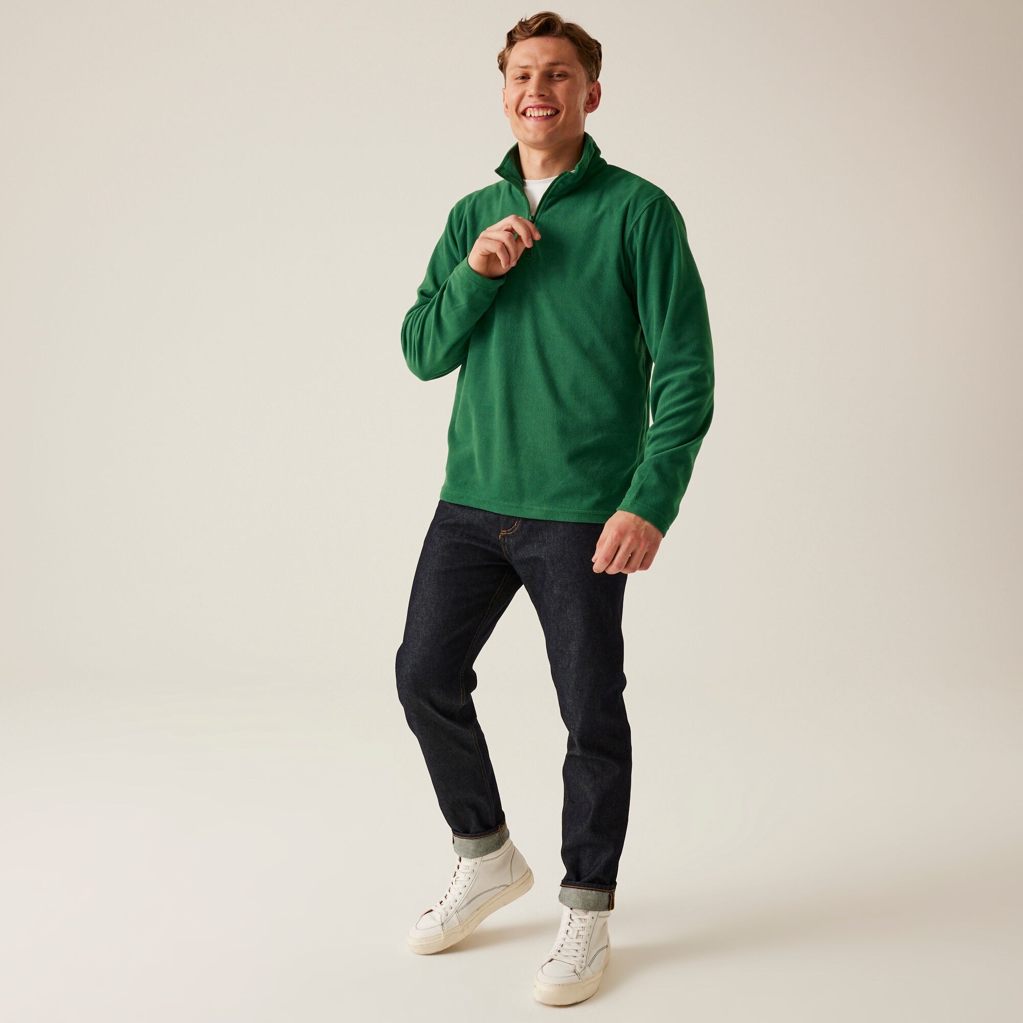 Men's Micro Lightweight Half Zip Fleece | Bottle Green