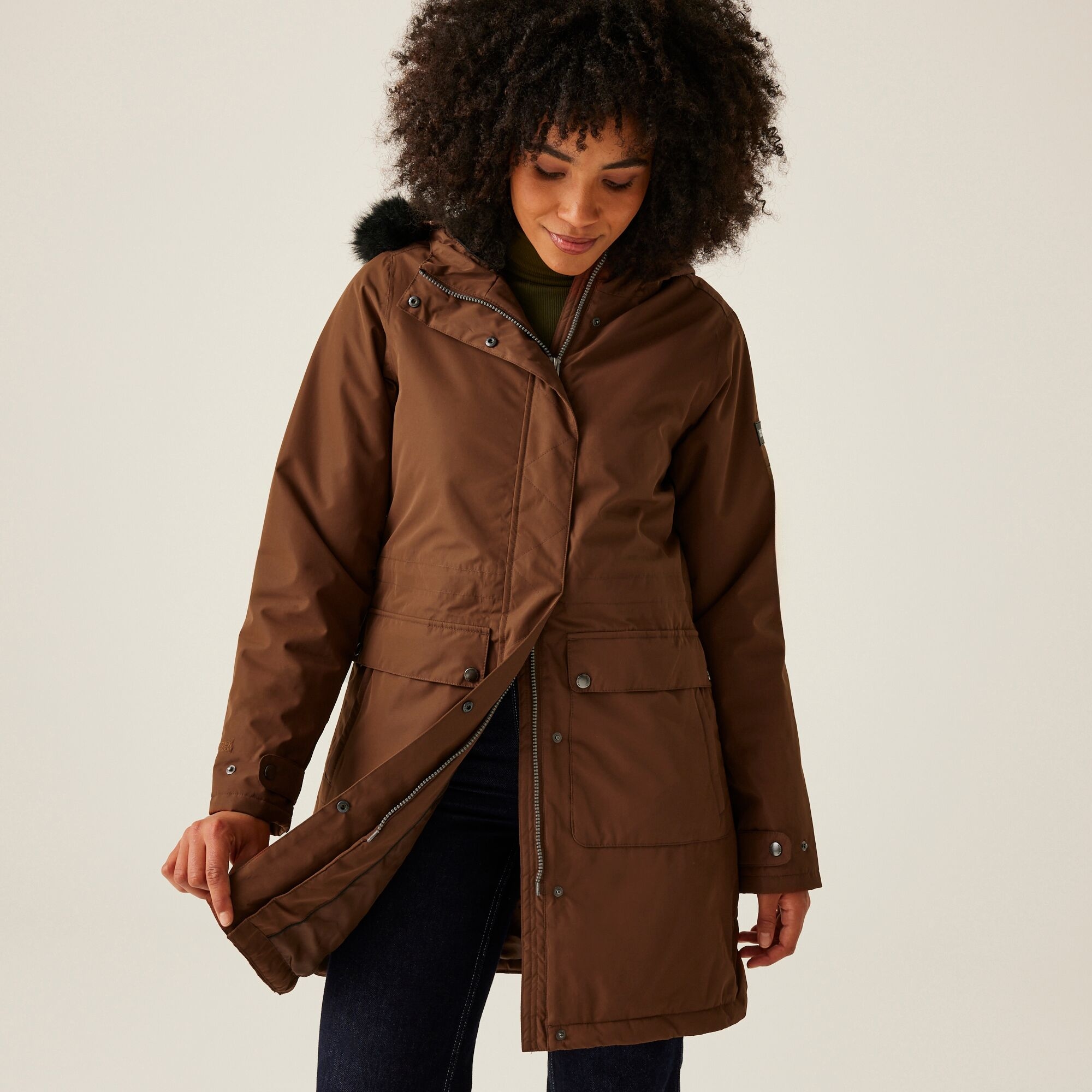 Women's Sabinka II Fur Trim Parka Jacket | Dark Brown