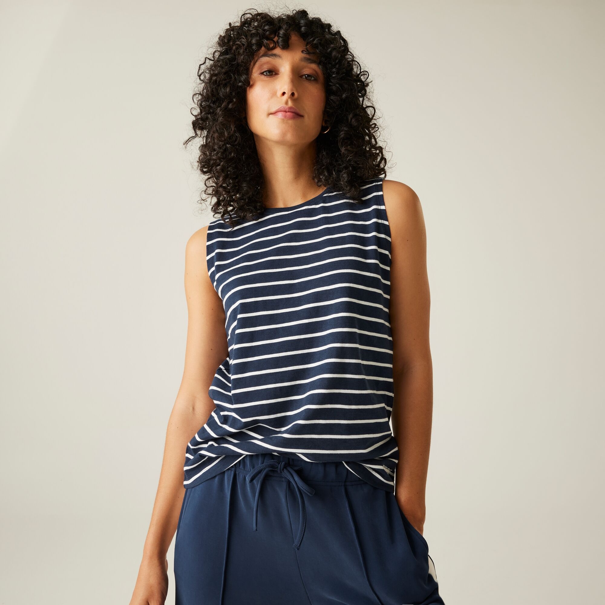 Women's Fariene Sleeveless Top | Navy White Stripe