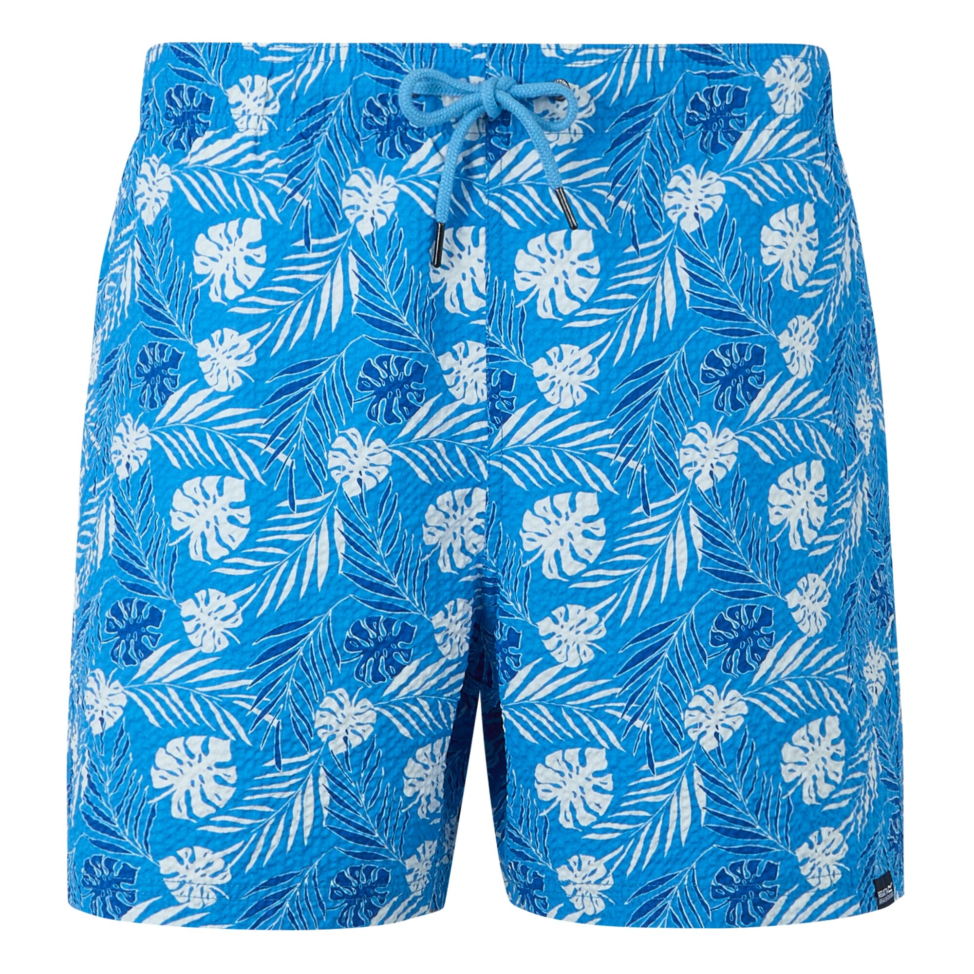 Men's Loras Swim Shorts | Elysium Blue Leaf Seersucker Co-Ord