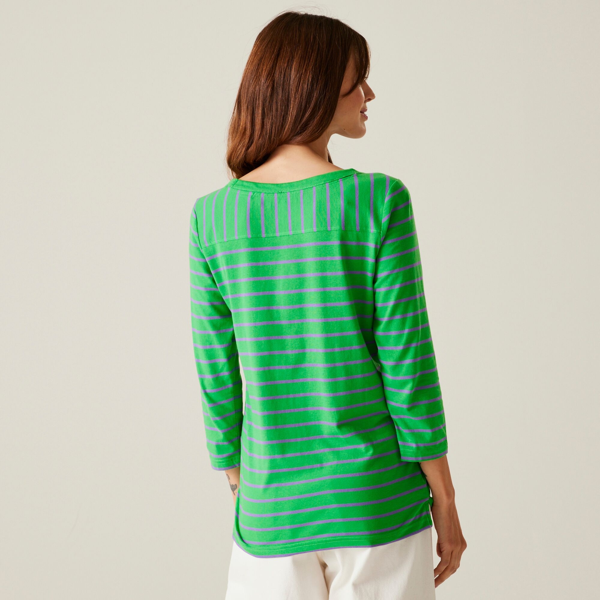 Women's Bayletta II 3/4 Sleeve Top  | Island Green Paisley Purple Stripe