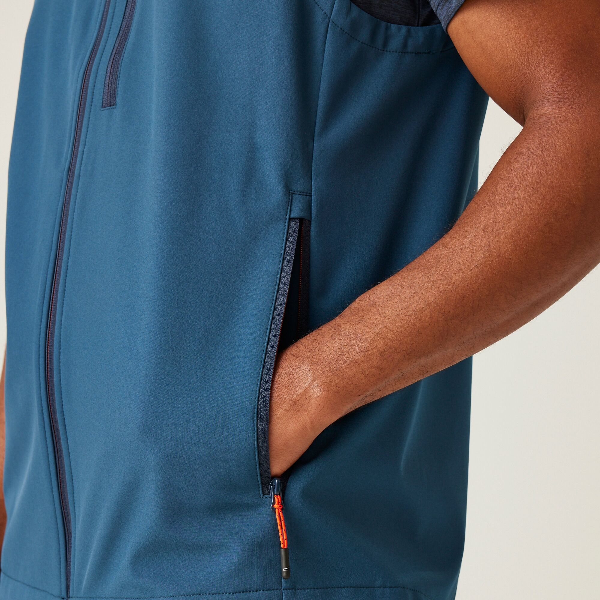 Men's Arana Softshell Gilet | Moonlight Denim Tangerine Tango