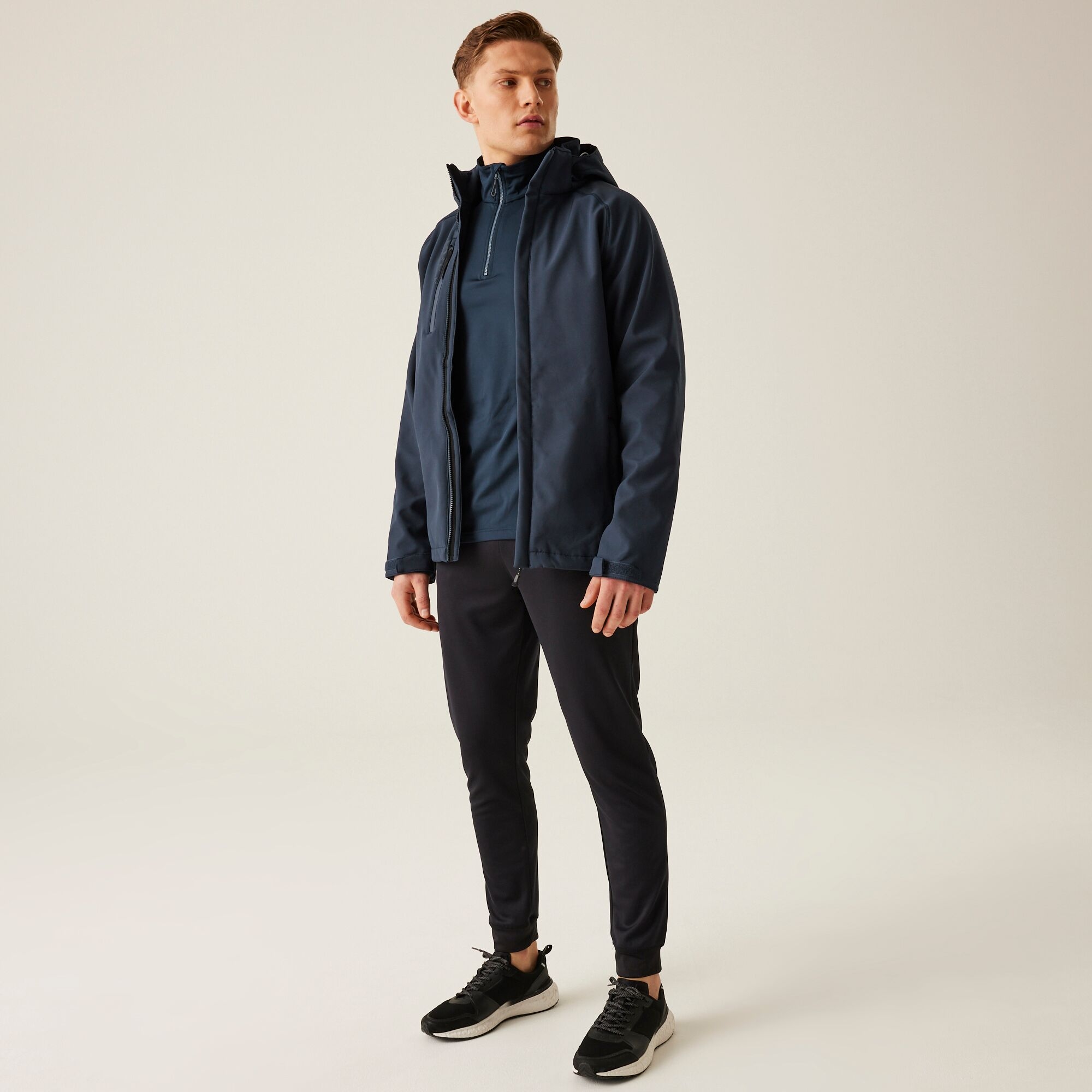Men's Repeller Lined Softshell Hooded Jacket | Navy
