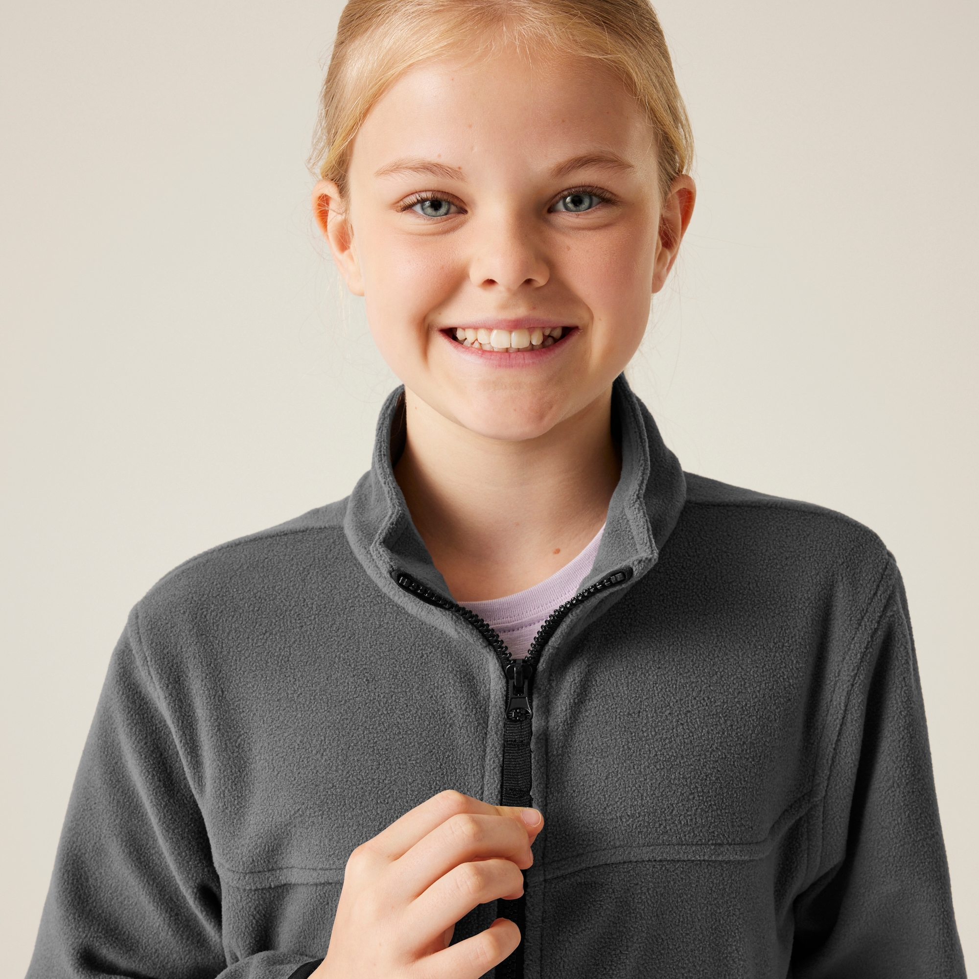 Kids' Full Zip Micro Fleece | Seal Grey