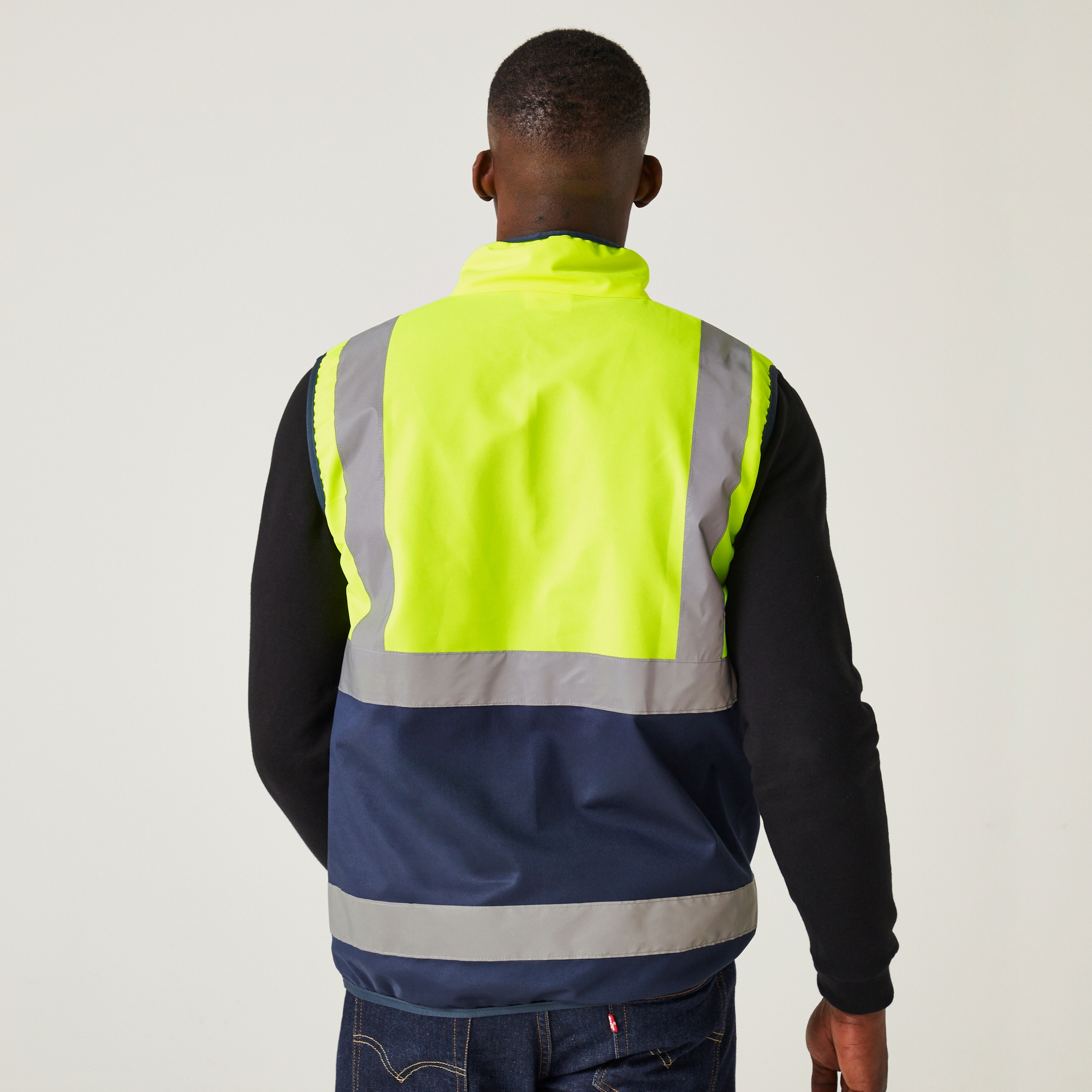 Men's Pro HI-VIS Full Zip Gilet | Yellow Navy