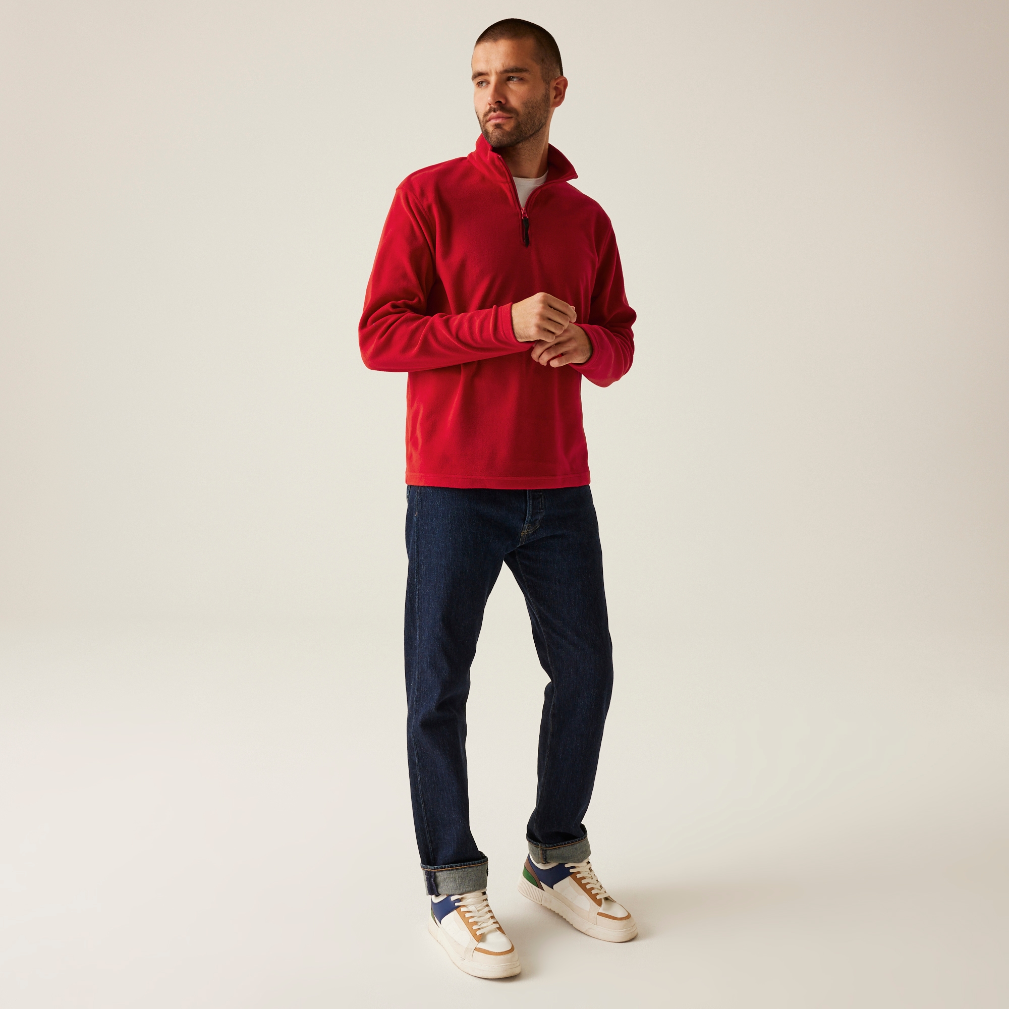 Men's Micro Lightweight Half Zip Fleece | Classic Red
