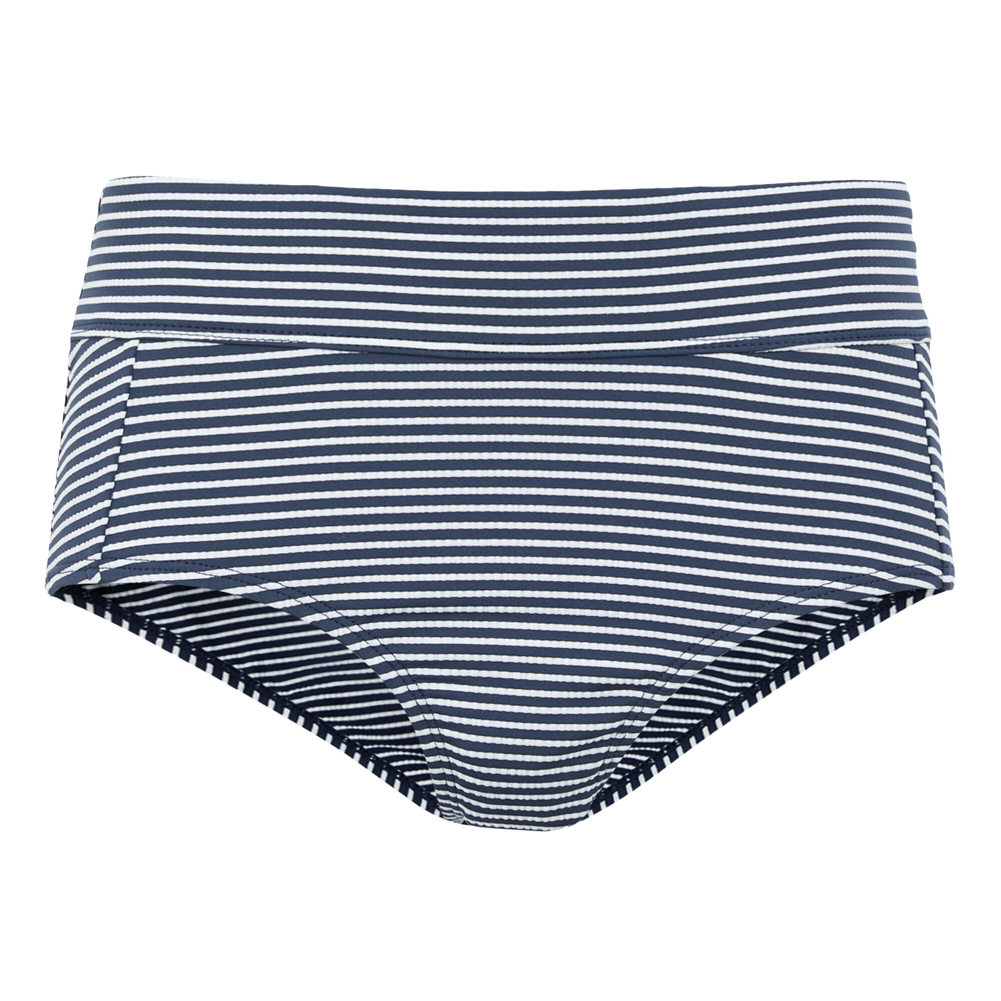 Women's Paloma Swim Brief | Navy White Seeksucker Stripe