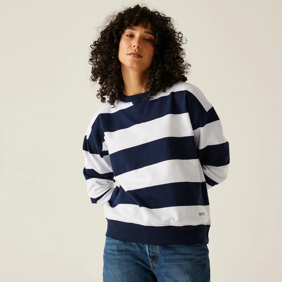 Women's Avika II Crew Neck Jumper | Chambray Blue White Stripe