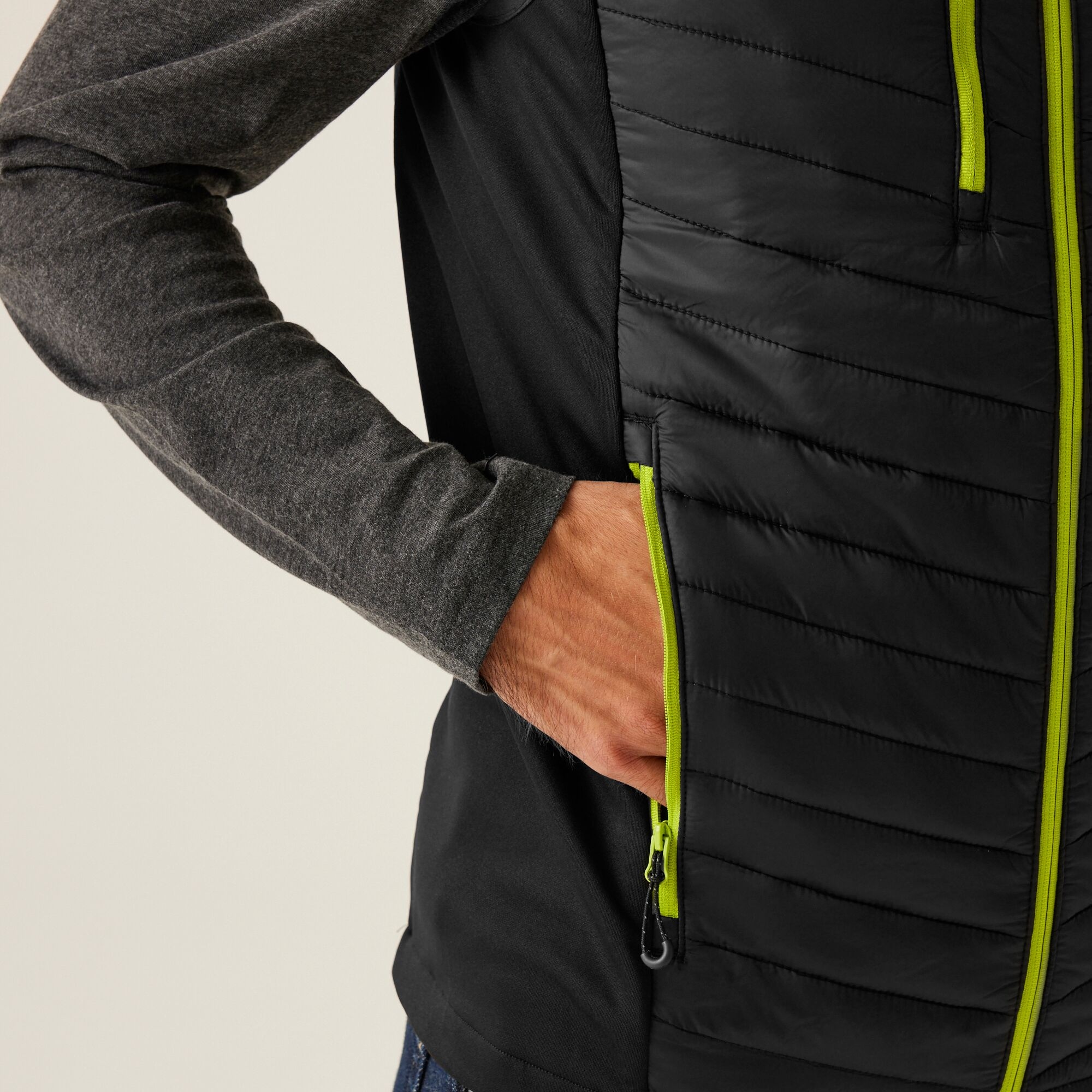 Men's Navigate Hybrid Bodywarmer | Black Lime Green