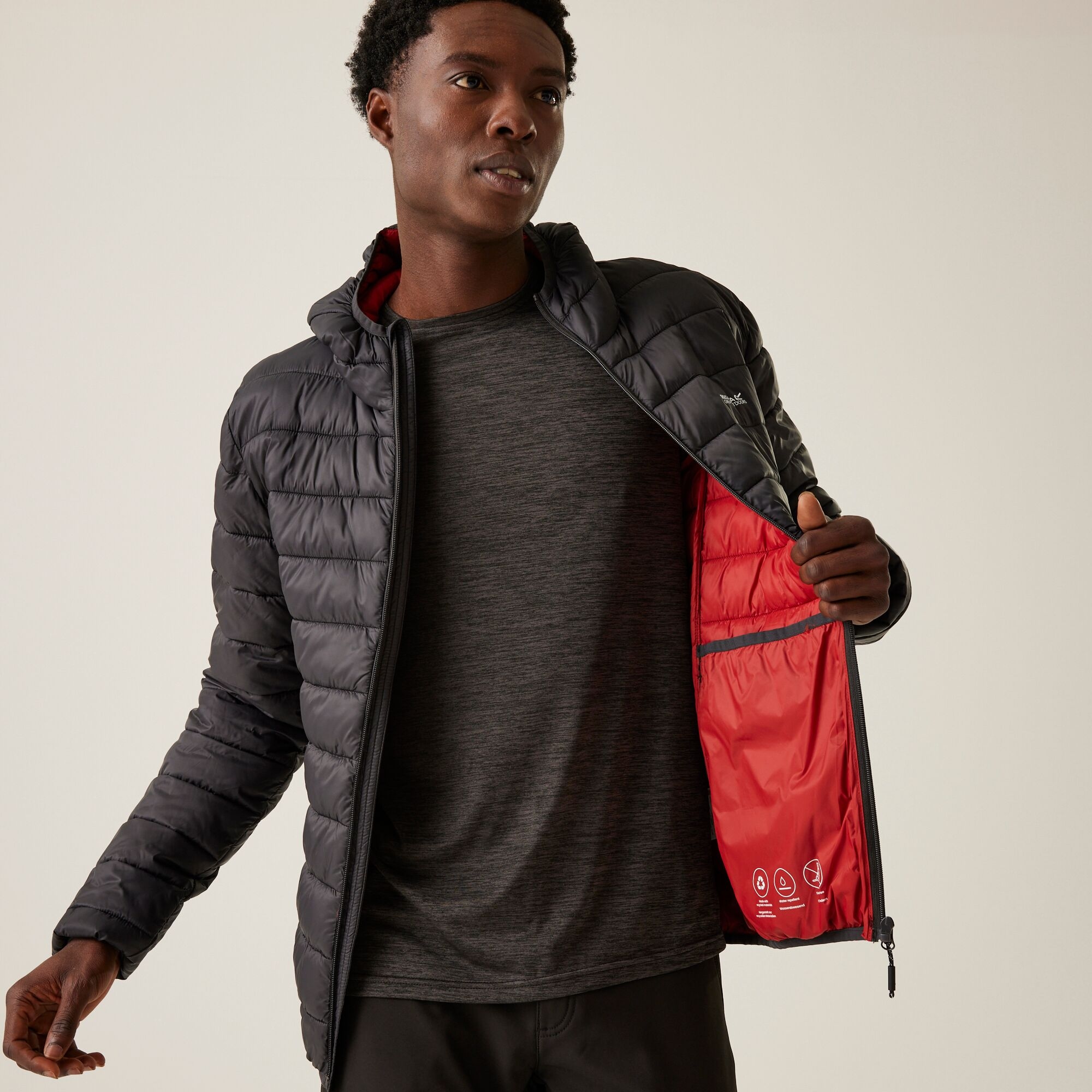 Men's Hooded Marizion Padded Jacket | Ash Red Ochre