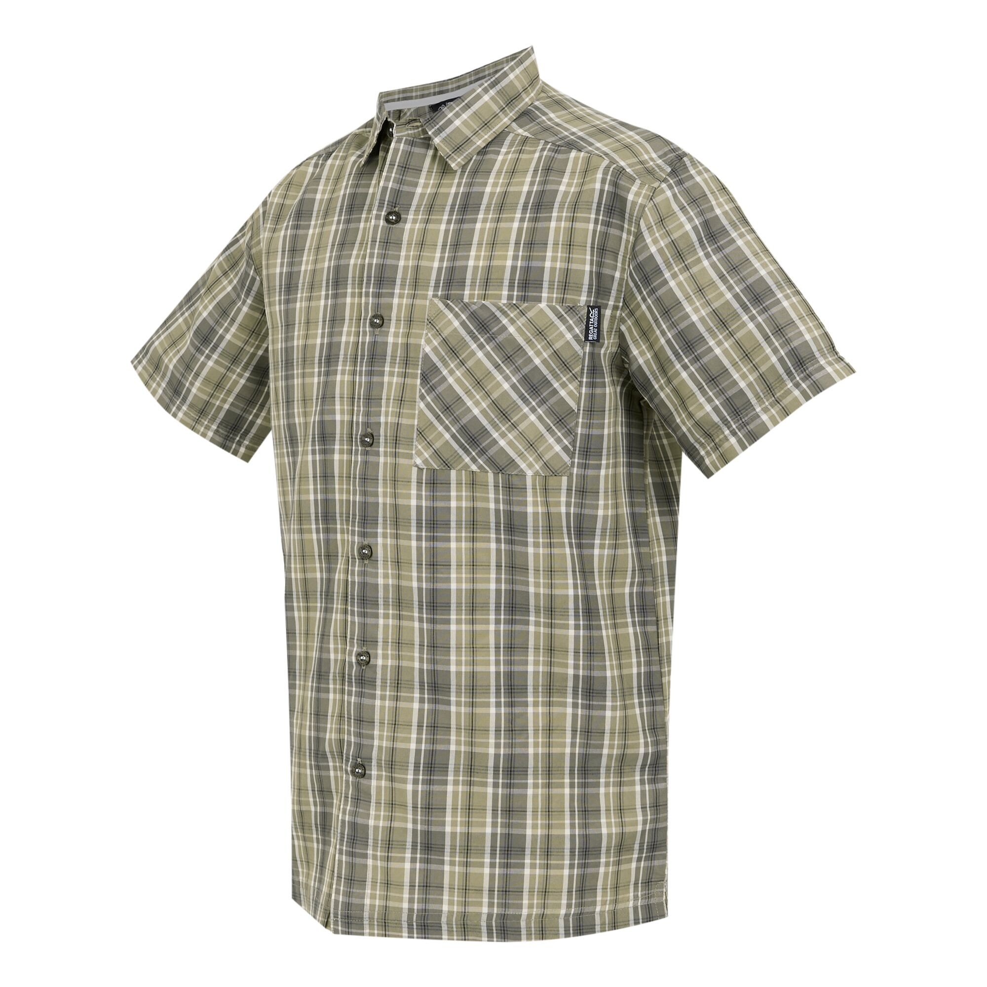 Men's Mindano IX Short Sleeve Shirt | Golden Sand Treetop Stone White Check