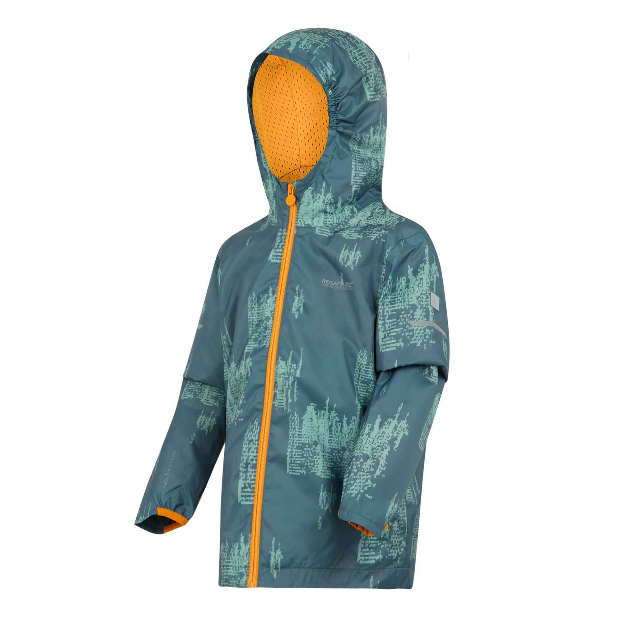 Kids' Printed Lever II Waterpoof Jacket | Stormy Weather Glacier Bright Marigold