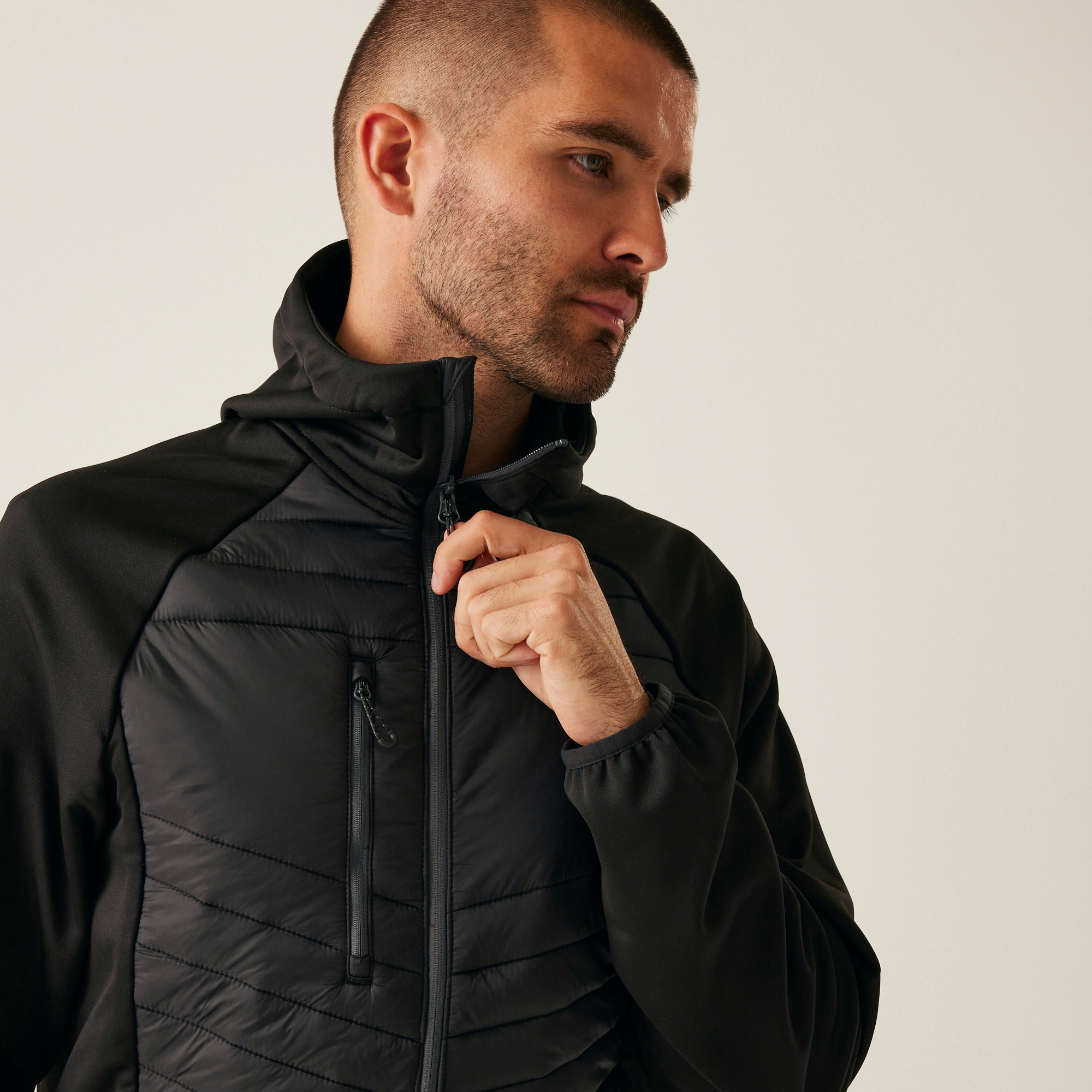 Men's Navigate Hybrid Jacket | Black Seal Grey
