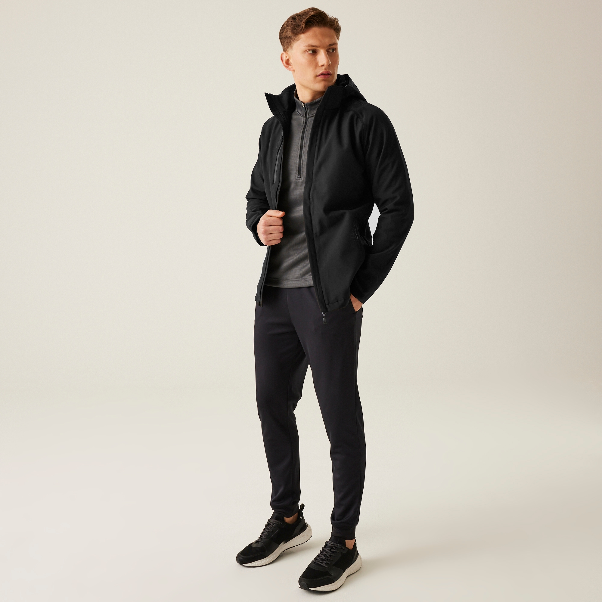 Men's Repeller Lined Softshell Hooded Jacket | Black