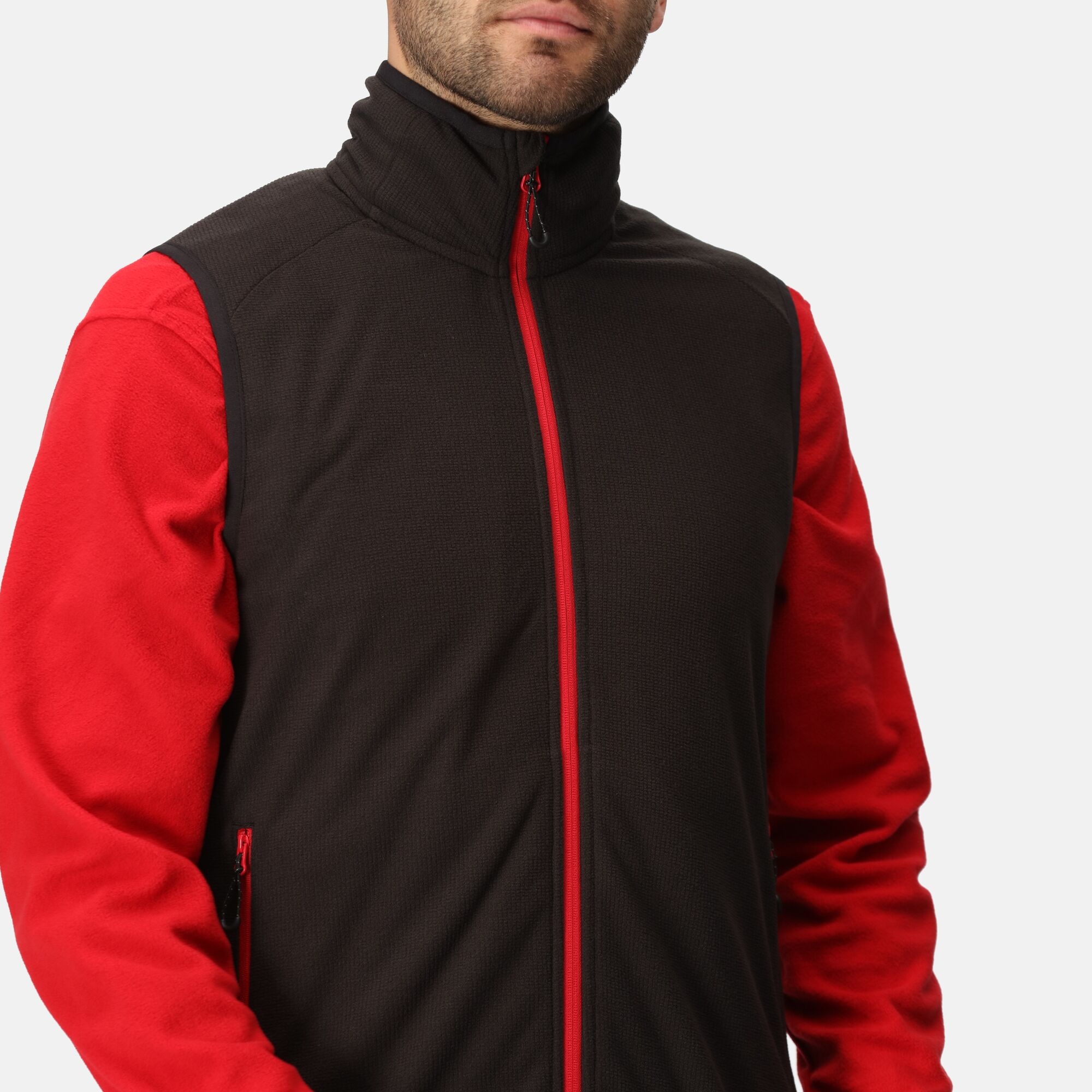 Men's Navigate Fleece Bodywarmer | Black Classic Red