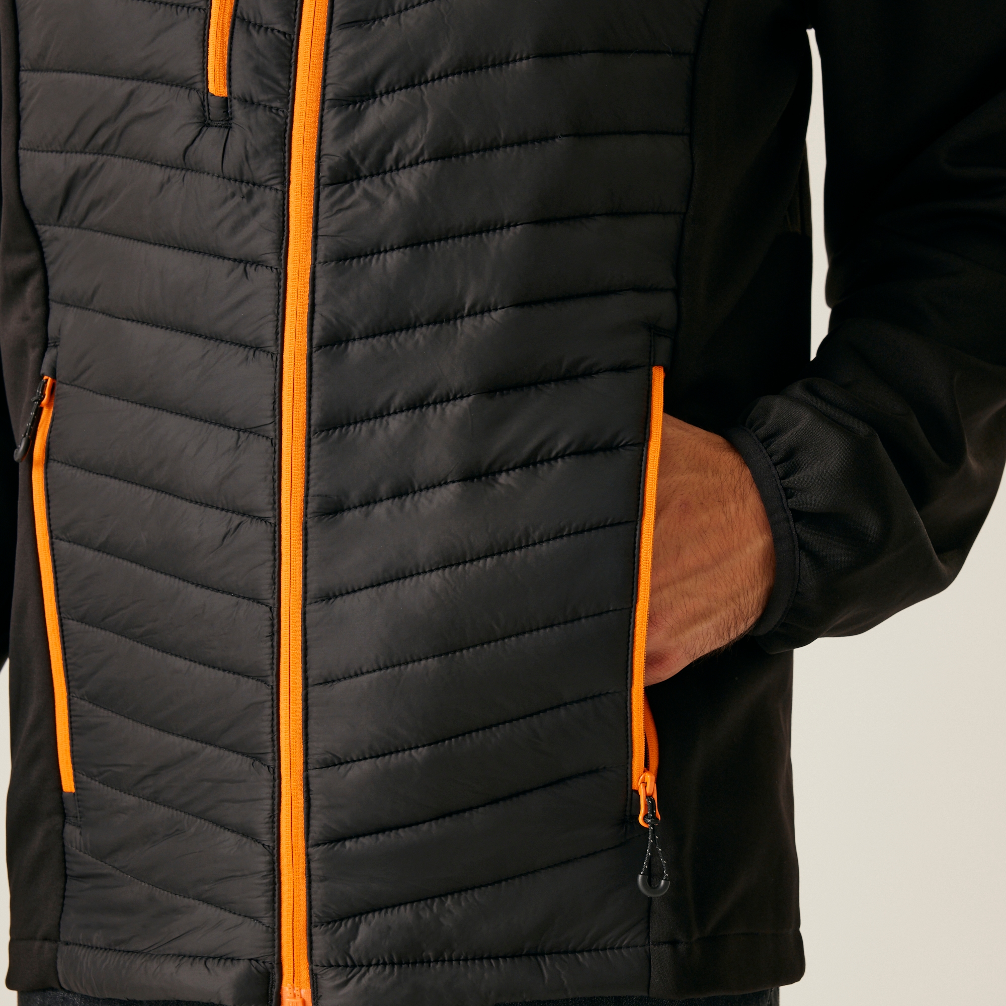 Men's Navigate Hybrid Jacket | Black Orange Pop