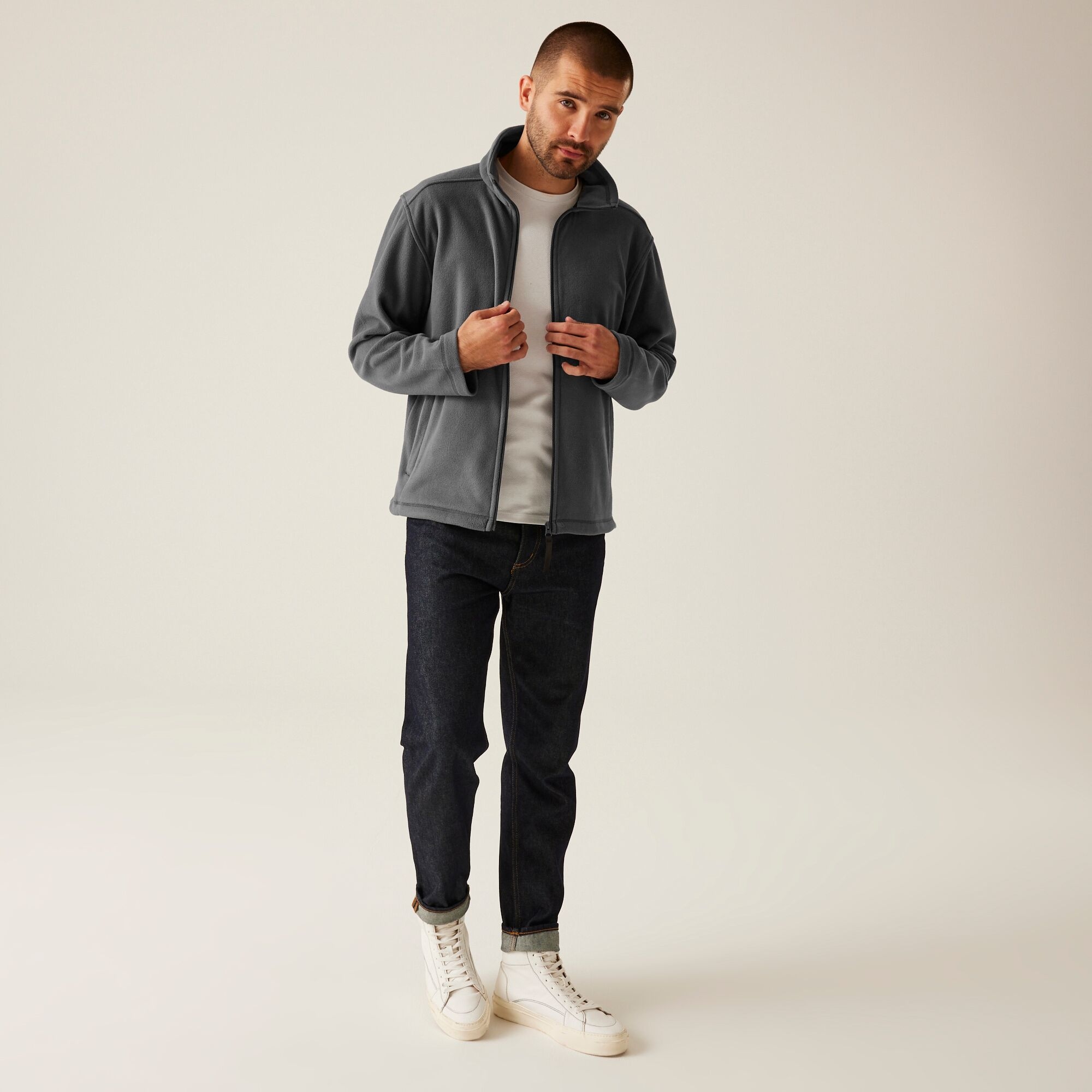 Men's Micro Lightweight Full Zip Fleece | Seal Grey