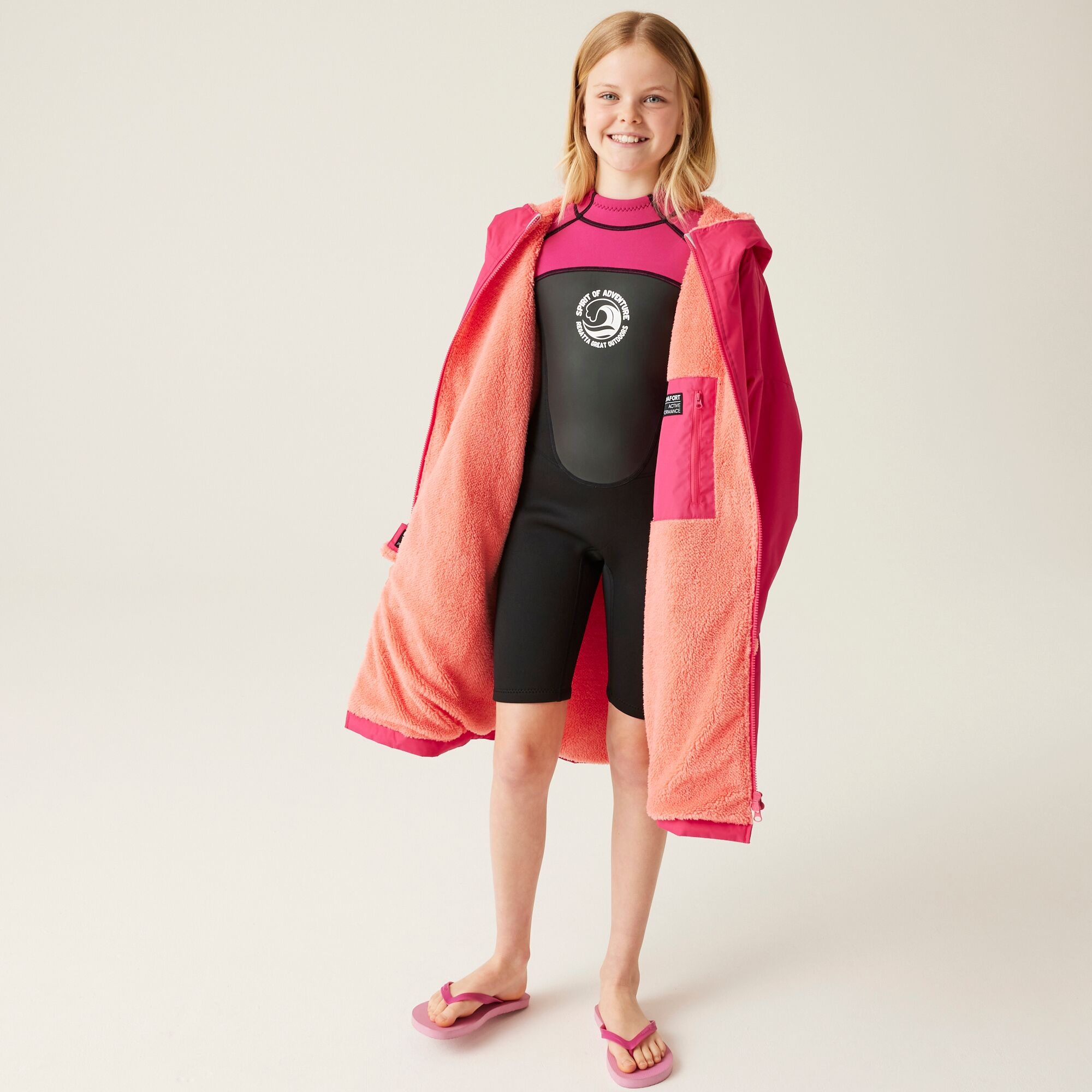 Junior Waterproof Changing Robe | Pink Potion Shell Pink