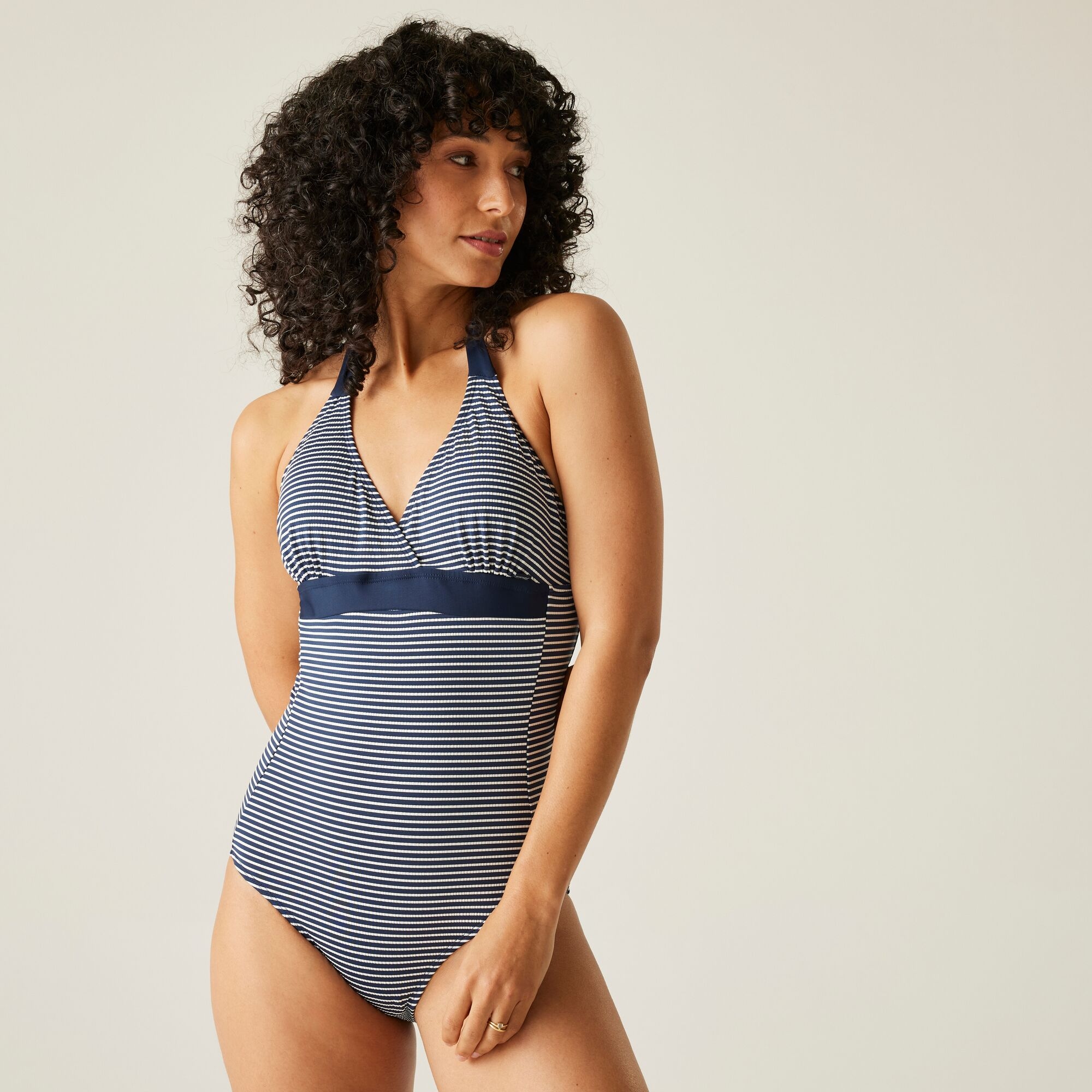 Women's Flavia II Swimsuit | Navy White Seeksucker Stripe