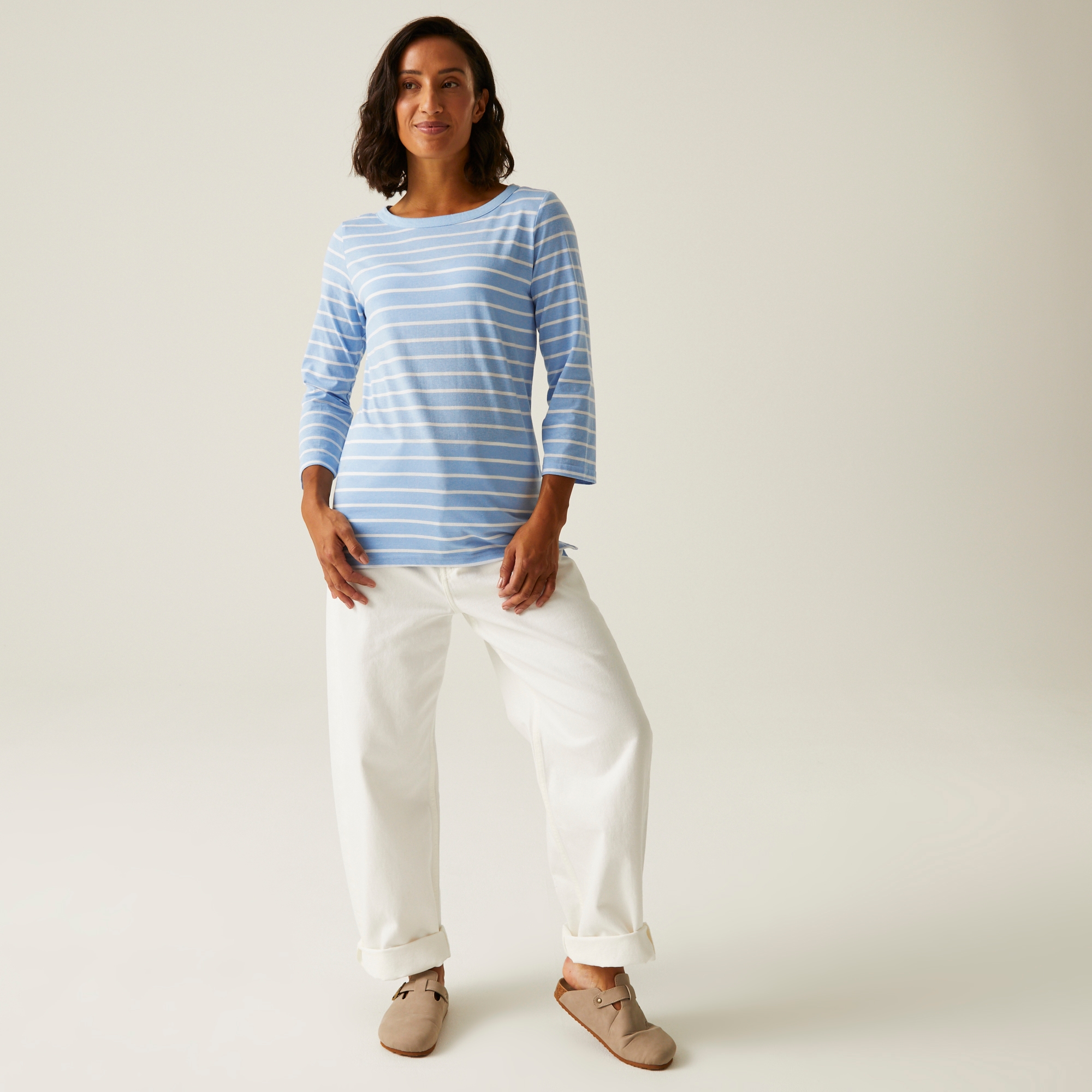 Women's Bayletta II 3/4 Sleeve Top  | Chambray Blue White Stripe