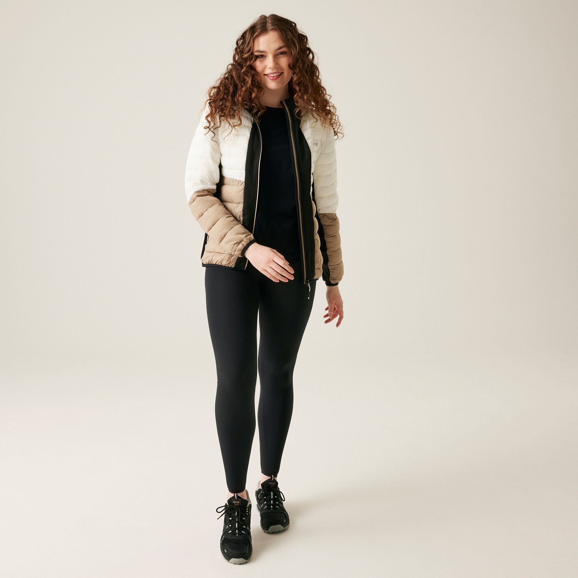 Women's Leedre Hooded Hybrid Jacket | Black Warm Taupe