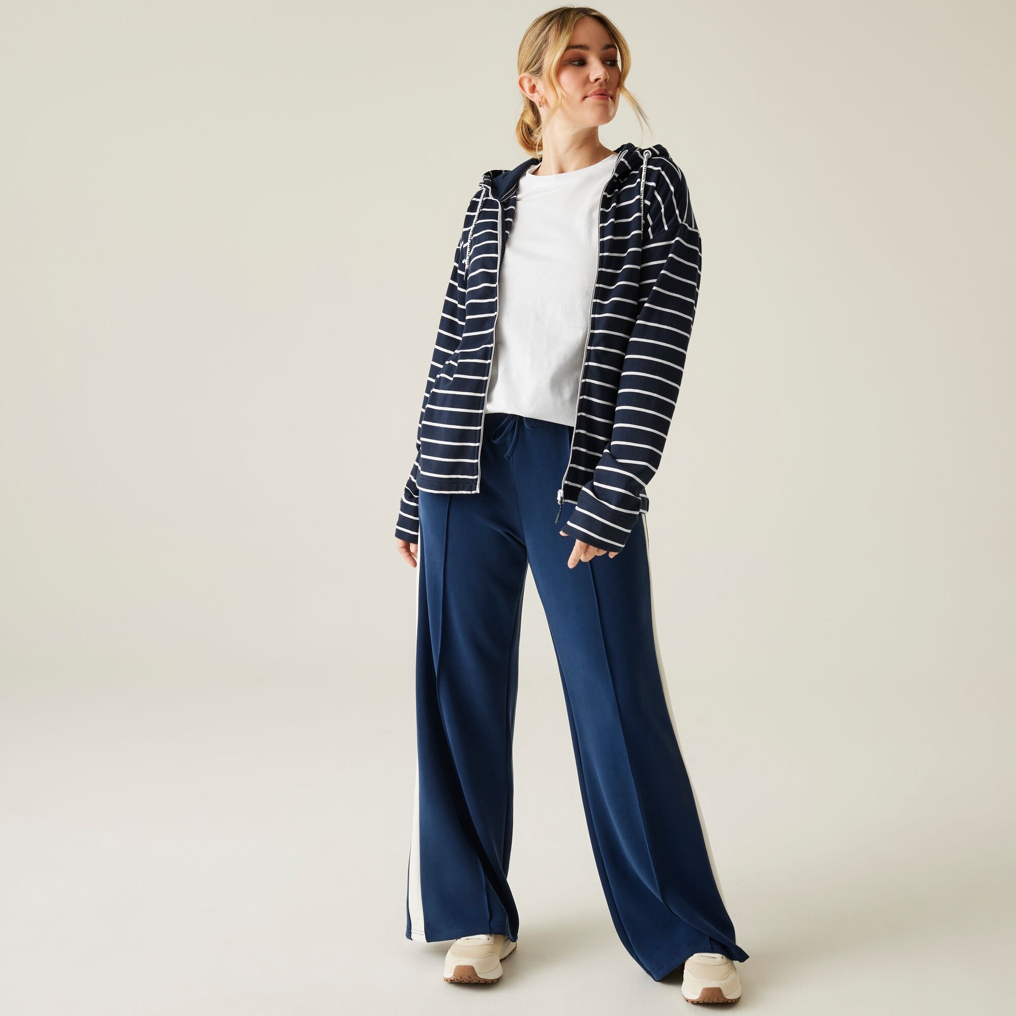 Women's Bayletta II Full Zip Hoody | Navy White Stripe