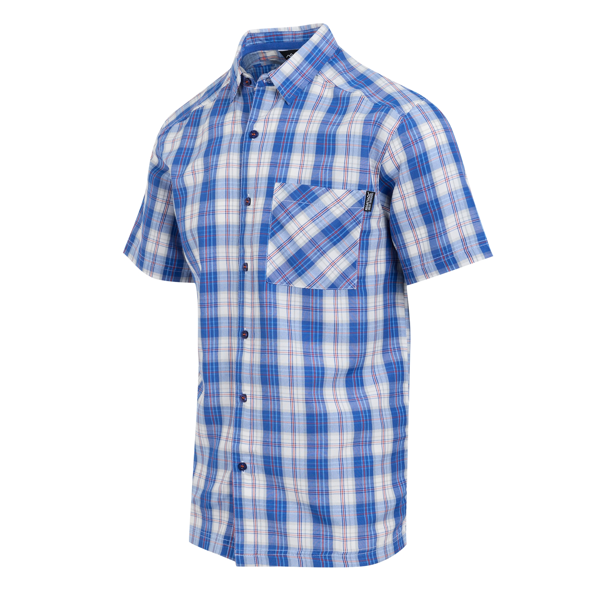 Men's Mindano IX Short Sleeve Shirt | White Olympian Blue Check