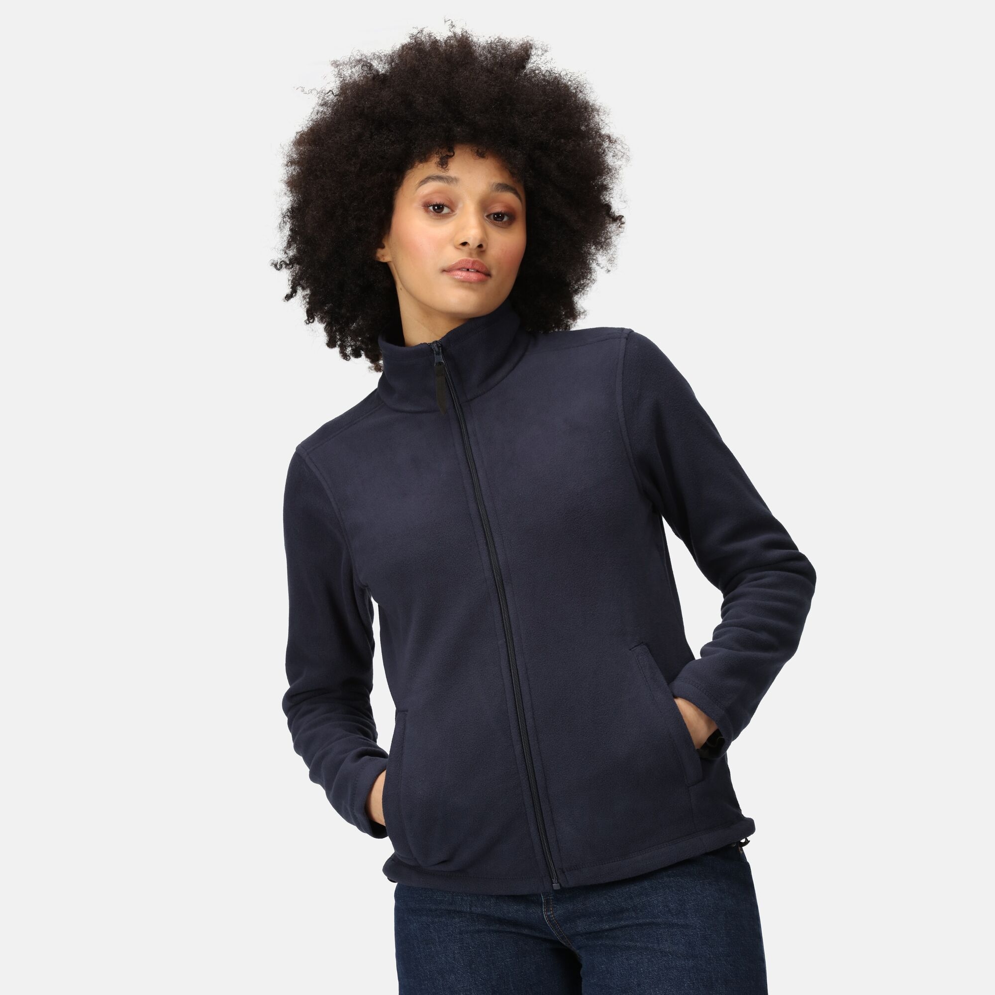 Women's Micro Lightweight Full Zip Fleece | Dark Navy