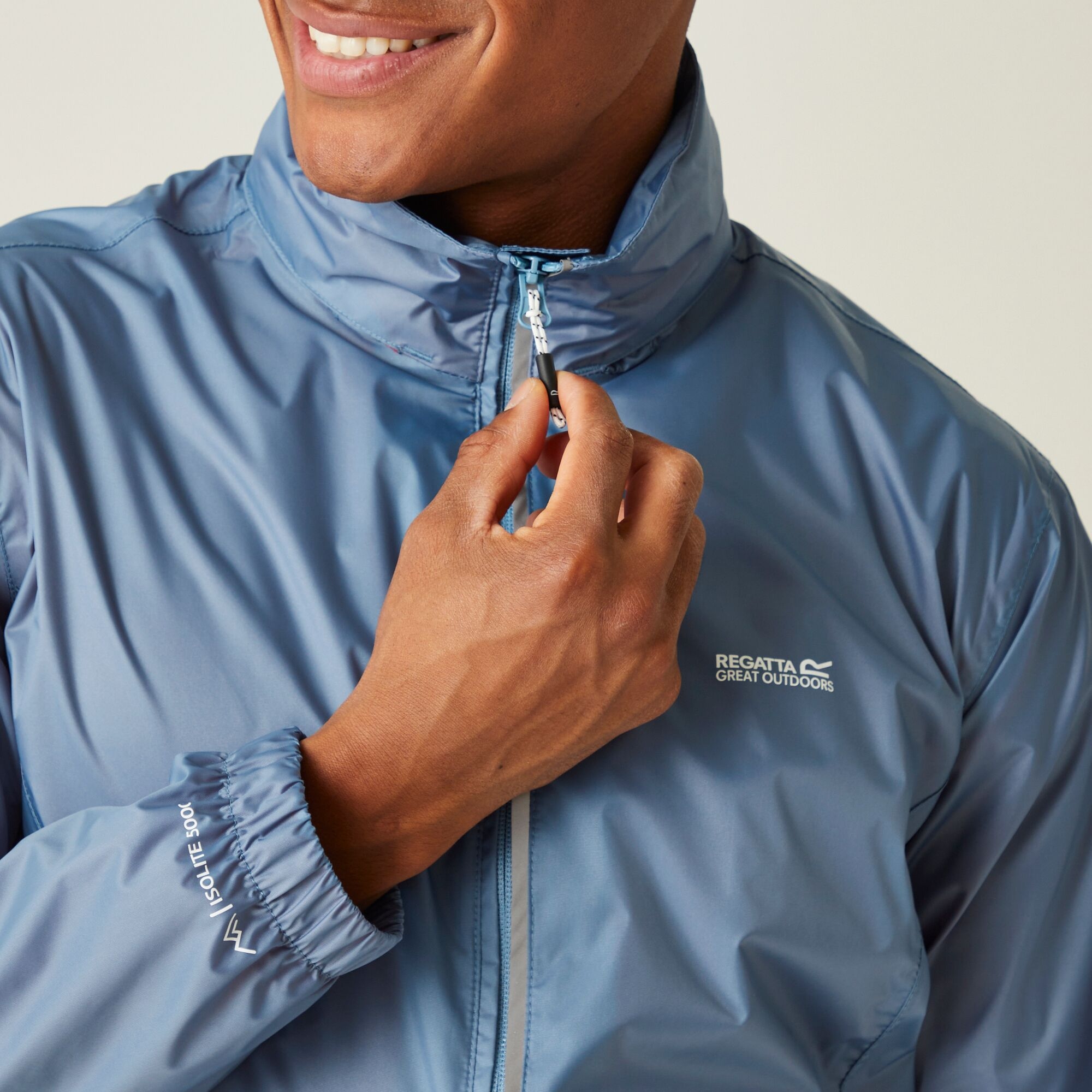 Men's Lyle IV Waterproof Packaway Jacket | Coronet Blue Danger Red